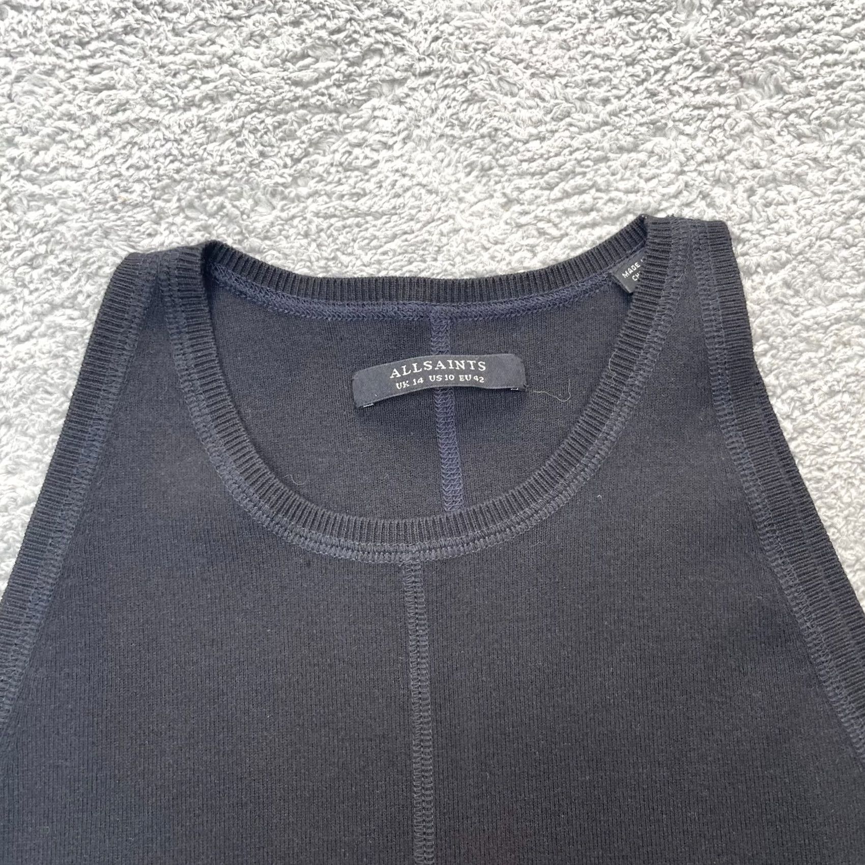 Allsaints AllSaints Tank Womens 10 Black Knit Round Neck Sleeveless Pullover Yoga Activewear Shirt Size L / US 10 / IT 46 - 2 Thumbnail