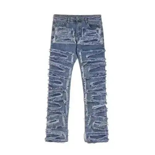 Jean patch fade ripped stack hiphop jeans Size US 32 / EU 48 - 3 Thumbnail