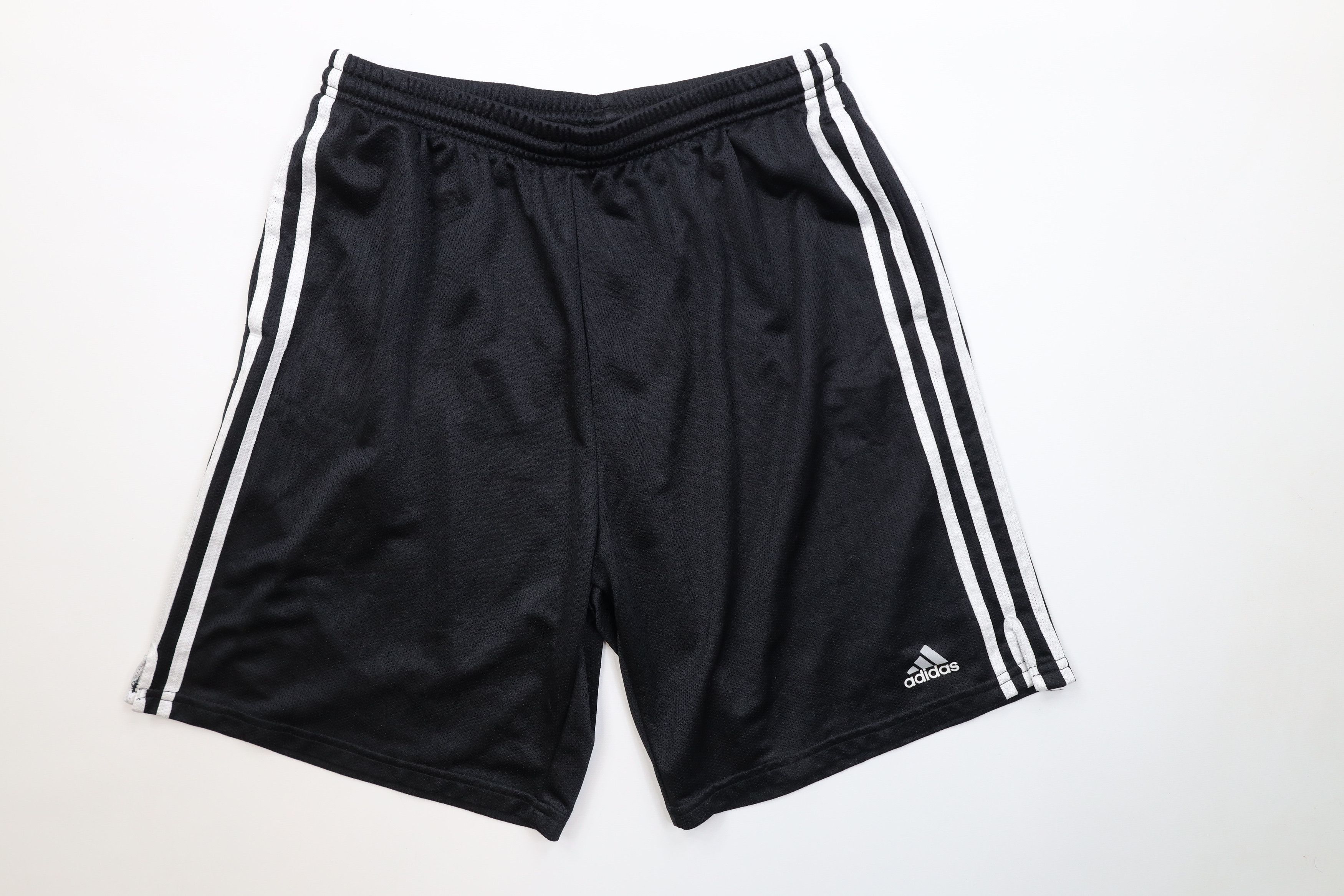 Adidas Vintage Y2K Adidas Striped Mesh Above Knee Shorts Black Size US 34 / EU 50 - 1 Thumbnail
