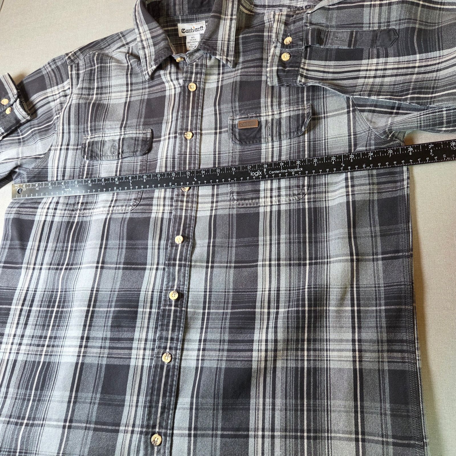 Carhartt Carhartt XL Tall Heavy Plaid Flannel Shirt Gray Size US XL / EU 56 / 4 - 10 Thumbnail