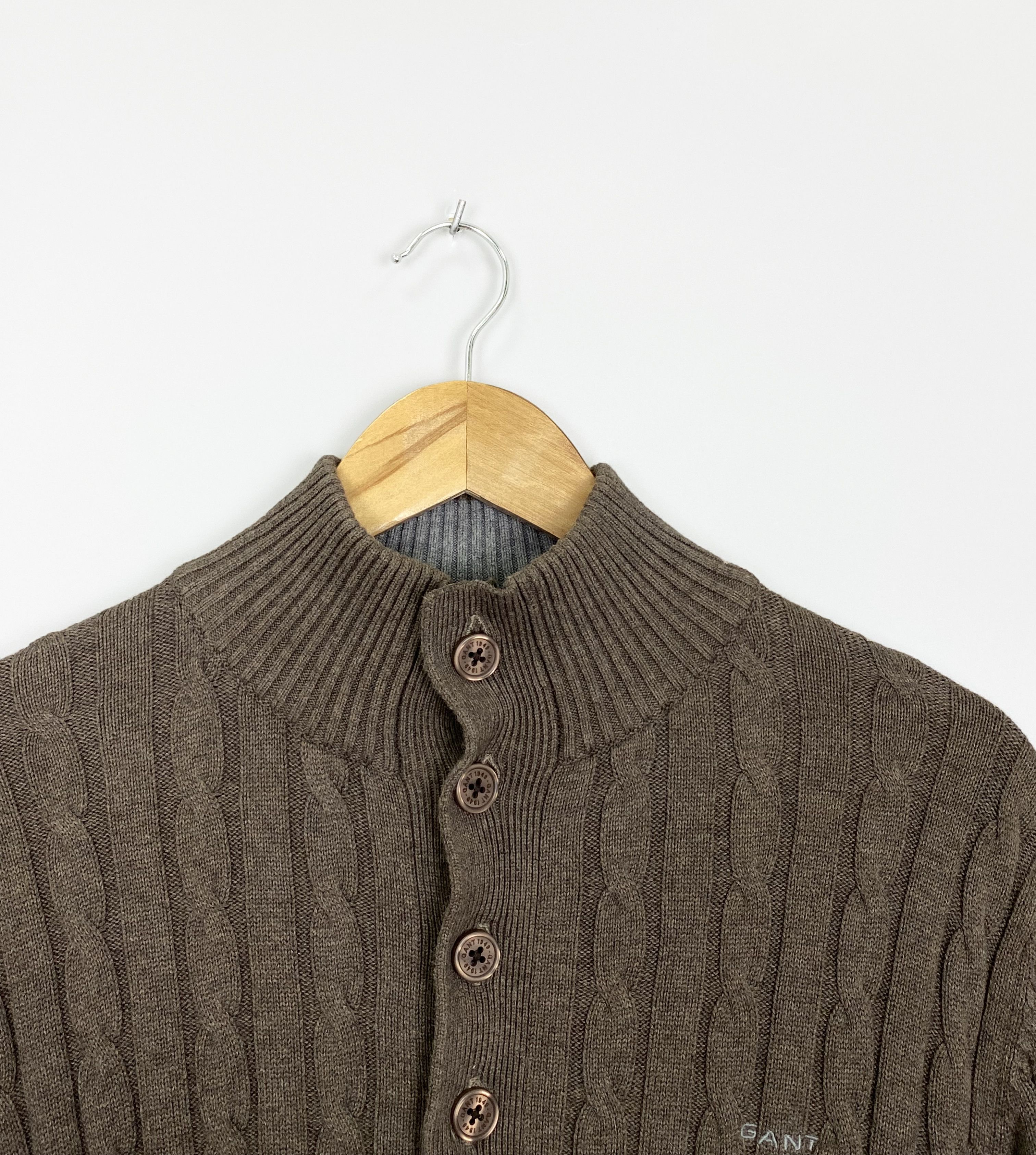 Gant GANT Knitted Button Ups Brown Sweater Size US M / EU 48-50 / 2 - 4 Thumbnail