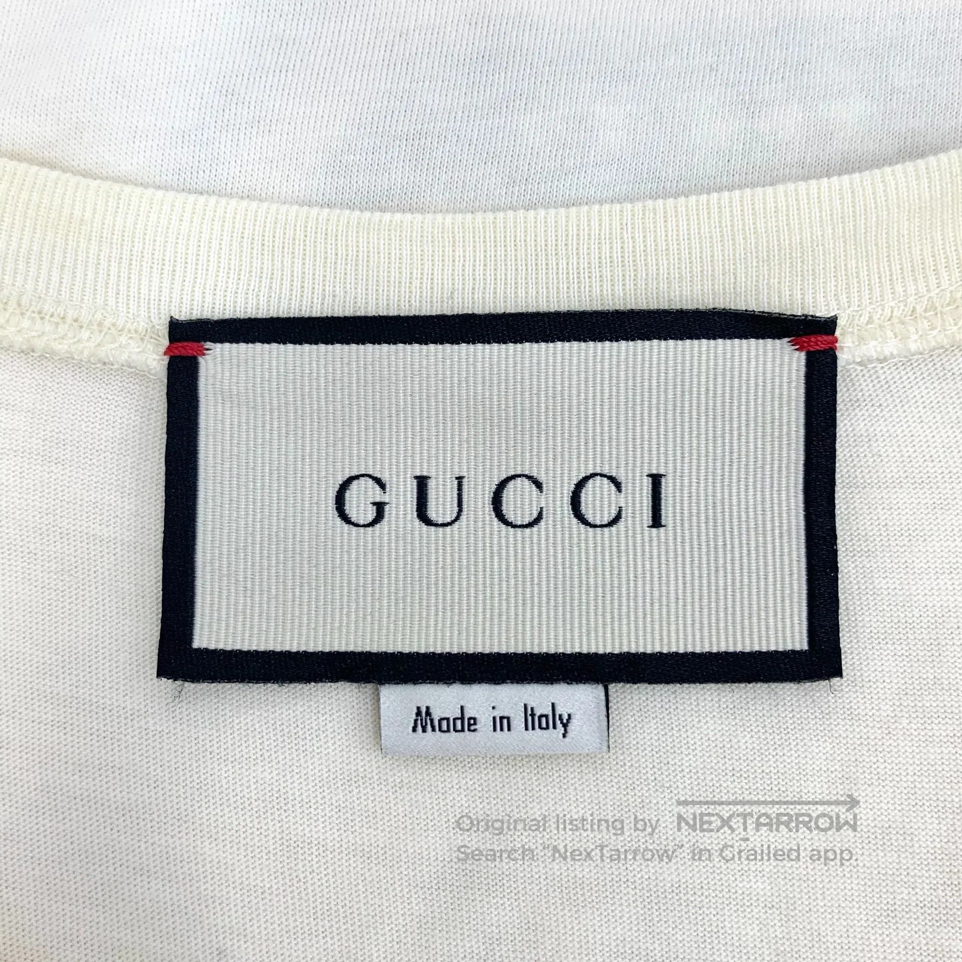 Gucci Guicci Beige tiger lettering print cotton round-neck short Size US XS / EU 42 / 0 - 5 Thumbnail