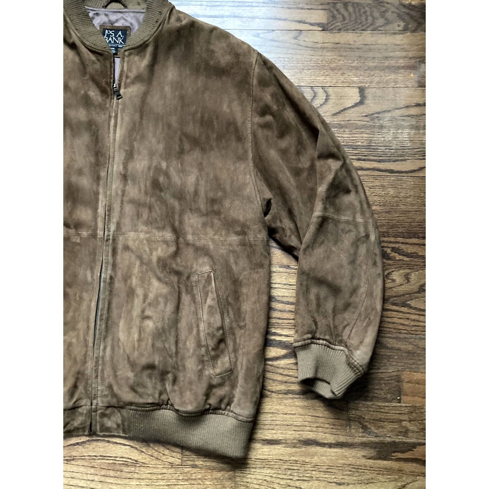Jos. A. Bank Jos A Bank Leather Bomber Jacket Wool Trim Mens 2XL LONG Full Zip Brown Lined Jacket Size US XXL / EU 58 / 5 - 3 Thumbnail