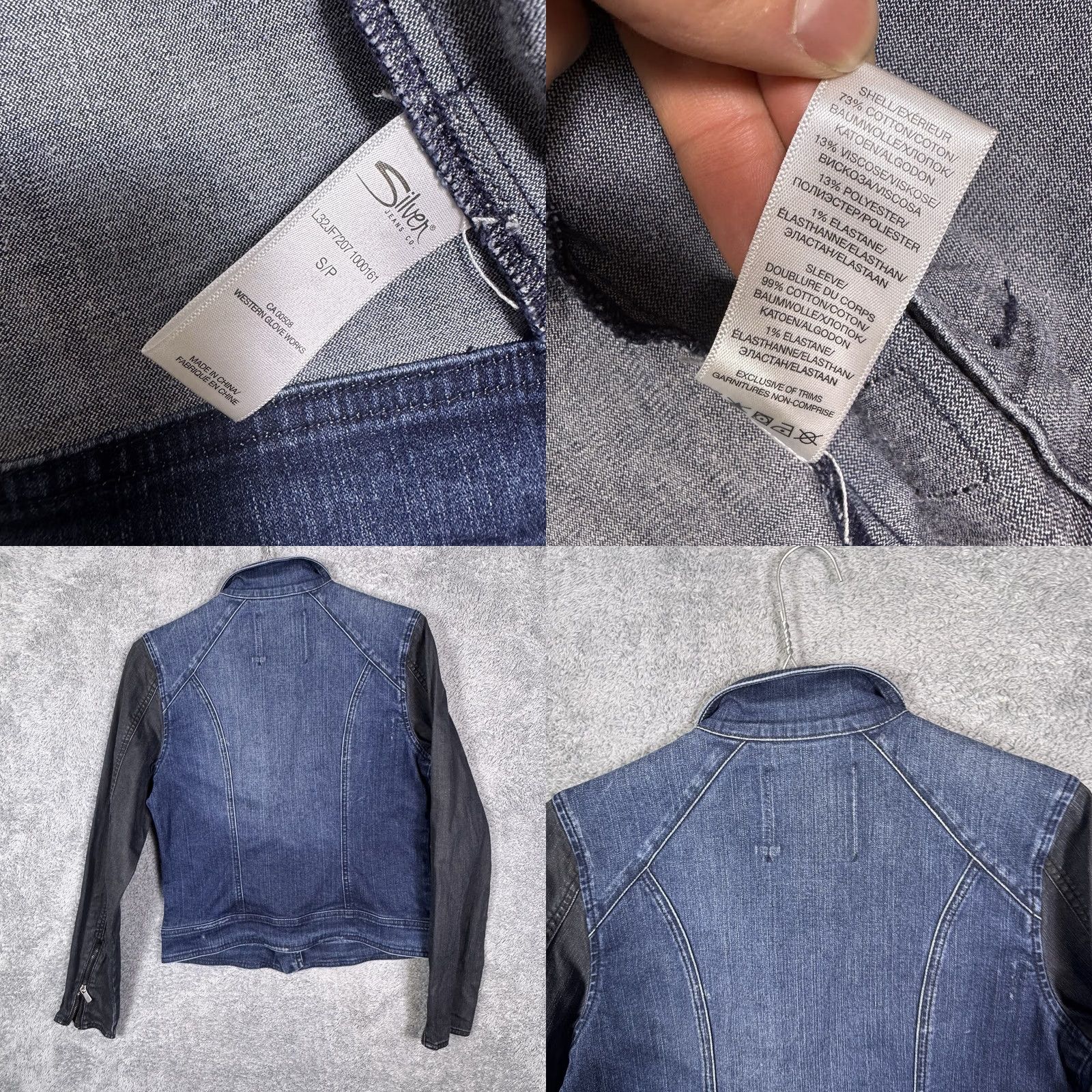Silver Jeans Co. Silver Jeans Co Denim Jacket Womens S Trucker Boho Moto Full Zip Grunge Y2K Jacket Womens S Blue Geometric 80s? Size 28" / US 6 / IT 42 - 9 Thumbnail