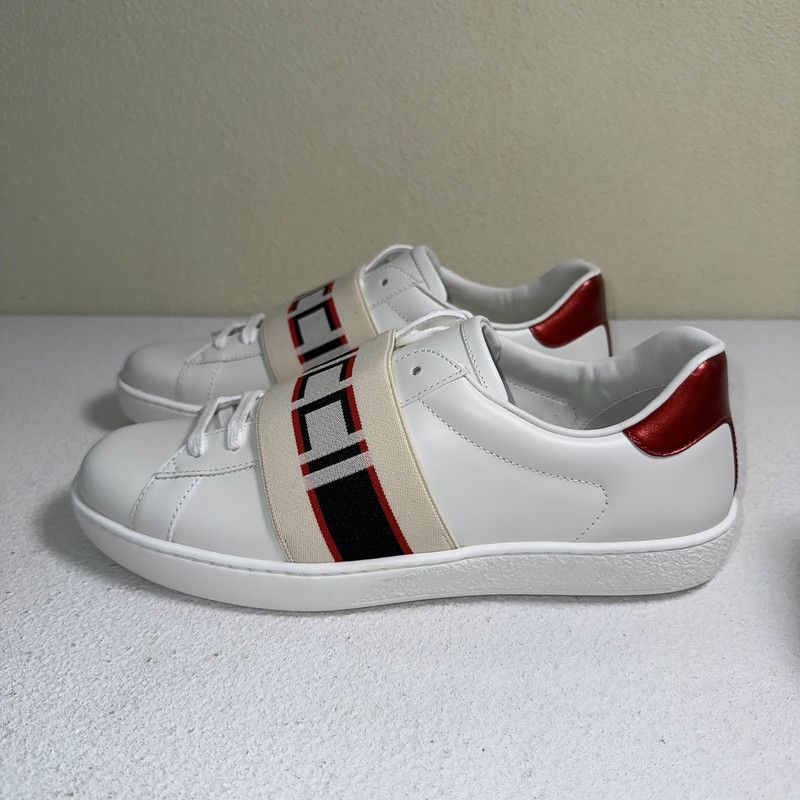 Gucci Gucci Ace White Leather Fashion Sneakers 0079 Size US 7.5 / EU 40-41 - 1 Thumbnail