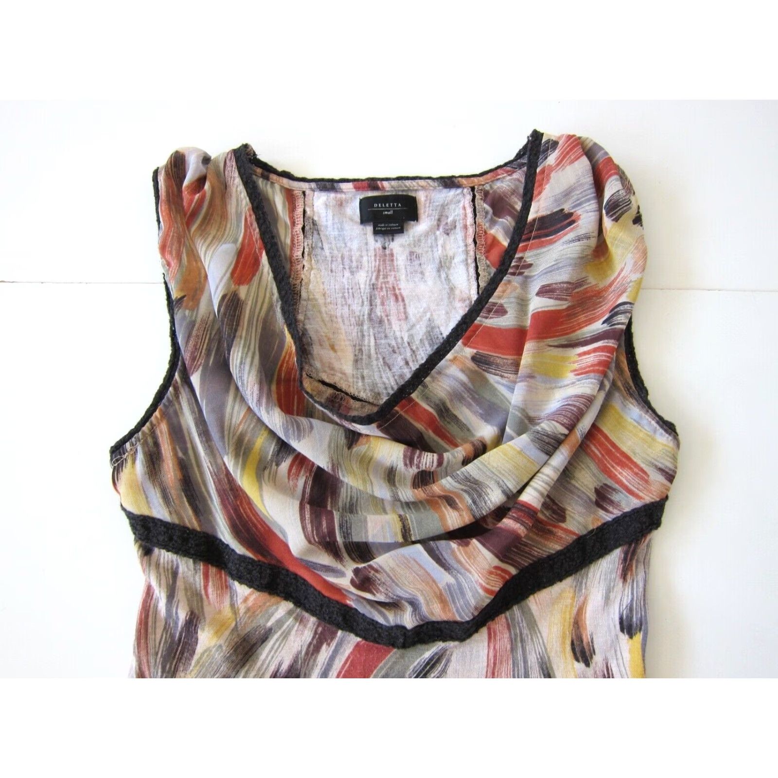 Anthropologie Deletta Blouse Tunic Sleeveless Orange Yellow Grey Small Women Size S / US 4 / IT 40 - 3 Thumbnail
