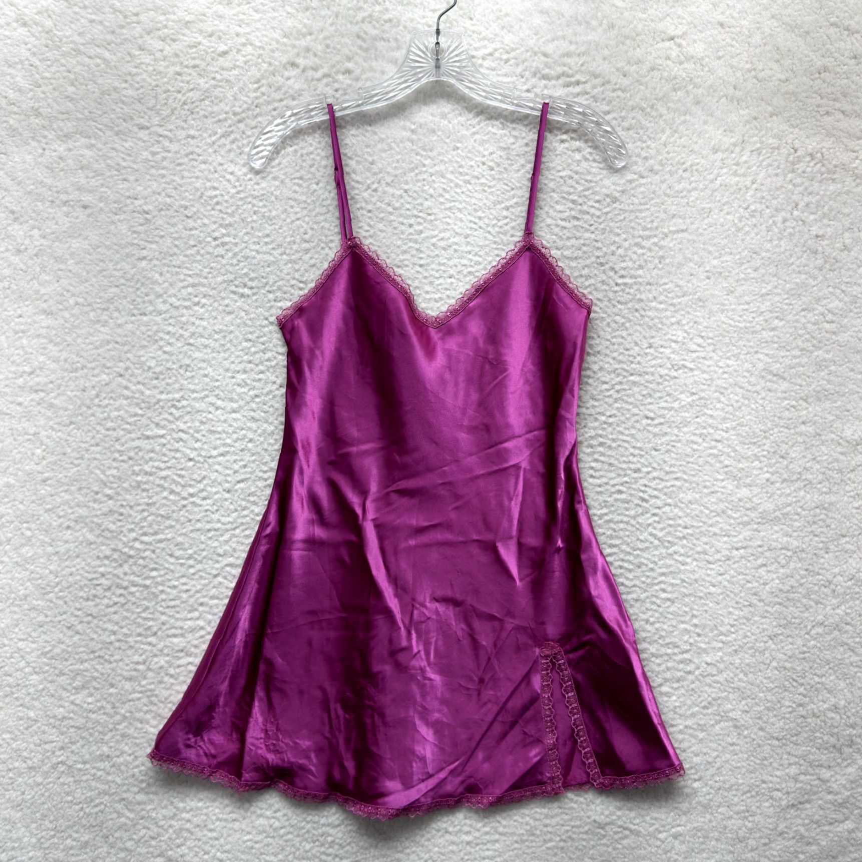 Vintage Y2K Vintage Slip Dress M Pink Fuchsia Satin Lace Slit Chemise Lingerie La Senza Shirt? Size M / US 6-8 / IT 42-44 - 2 Thumbnail