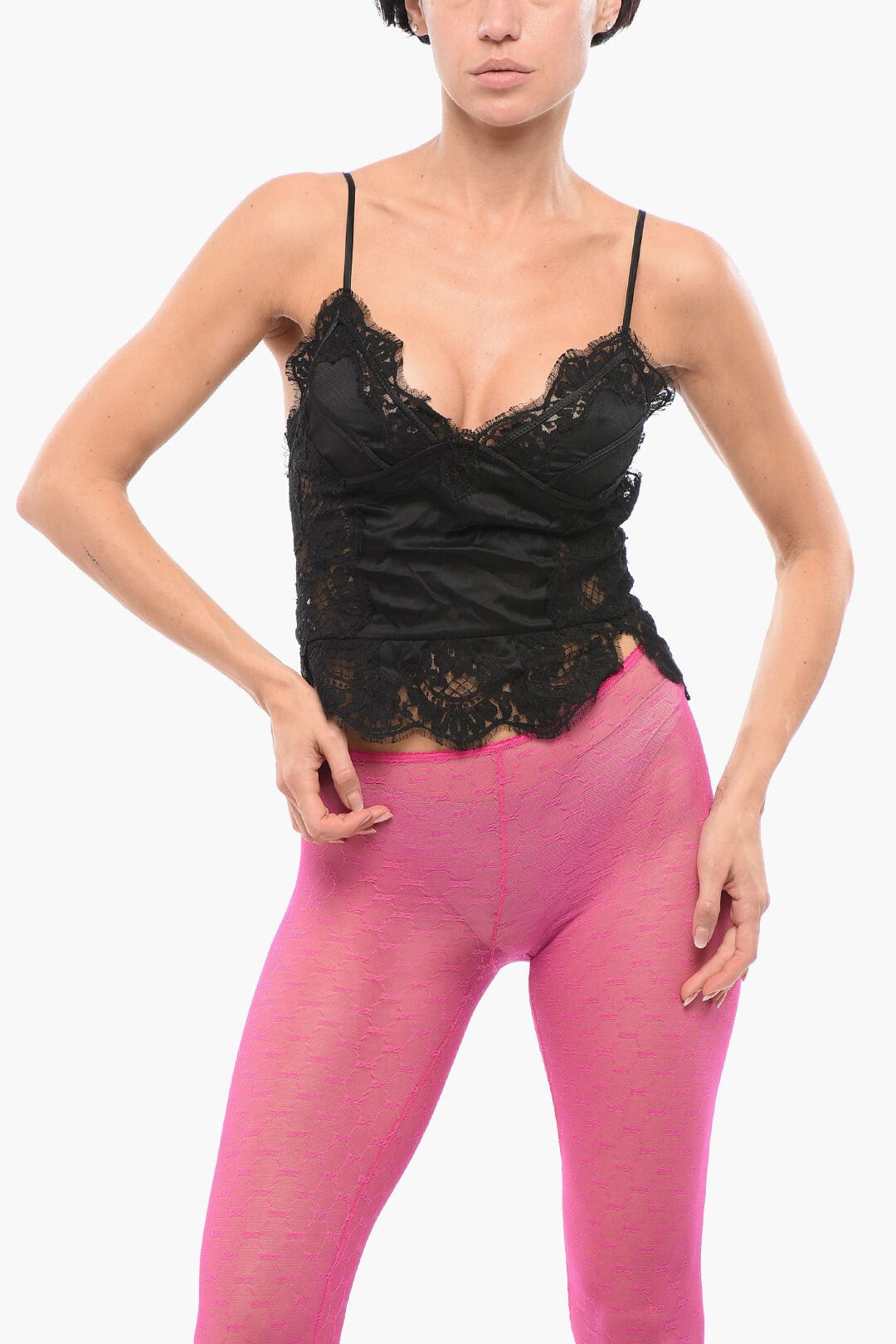 Dsquared2 Lace and Silk Crop Top Size ONE SIZE - 1 Thumbnail
