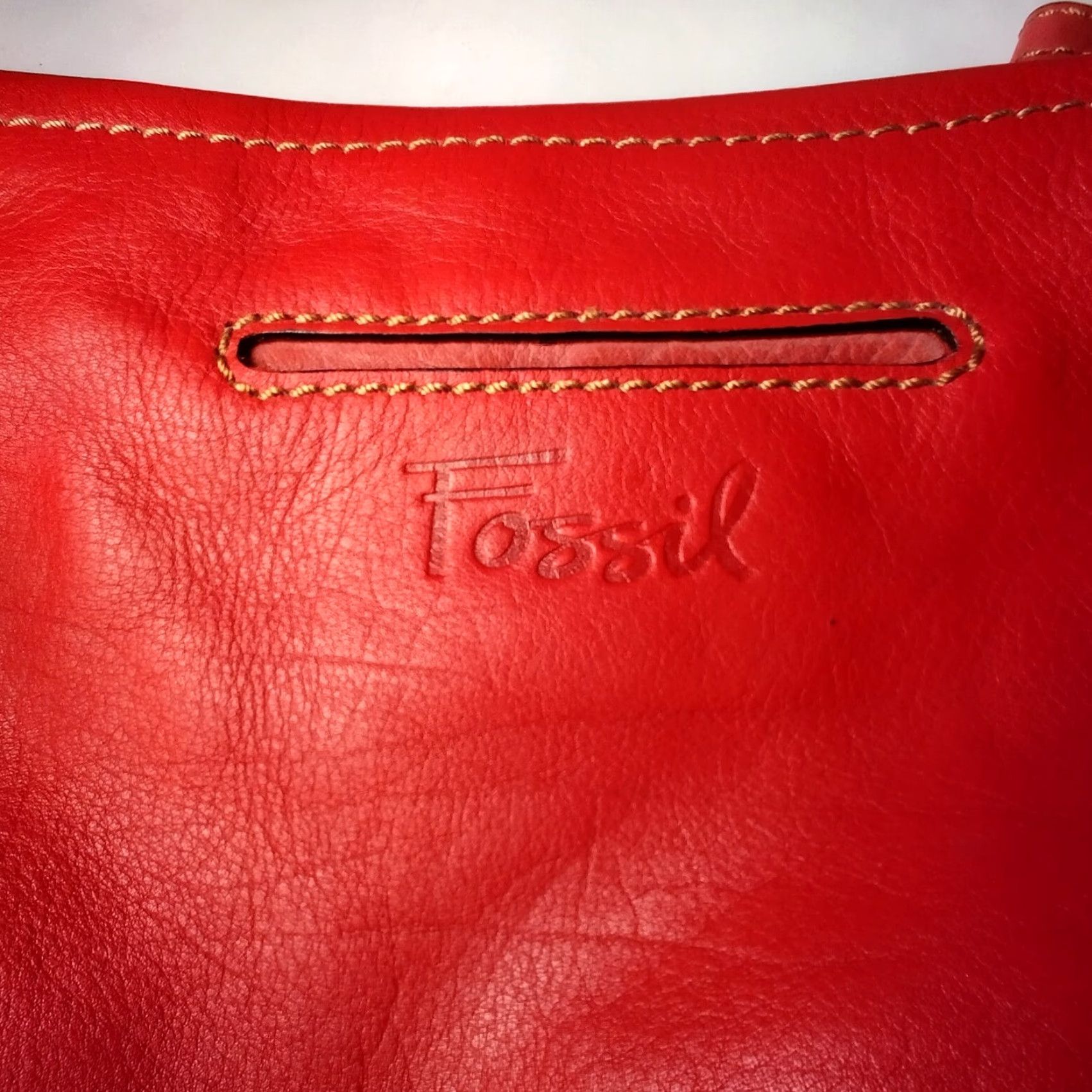 Fossil FOSSIL Women's Leather Shoulder Bag 2-Tone Red Hobo Purse Casual Travel Matte Silver Zipper Size ONE SIZE - 3 Thumbnail