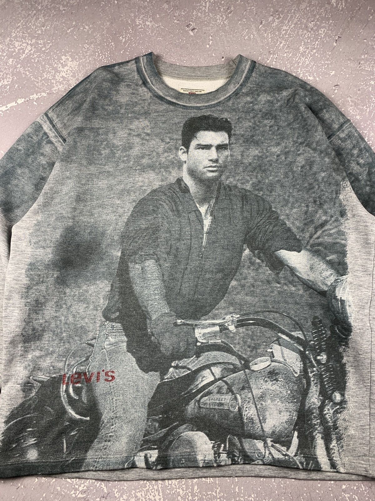Levi's 80-90s Italy Levis Nick Kamen Moto All Over Print Sweatshirt Size US XL / EU 56 / 4 - 4 Thumbnail