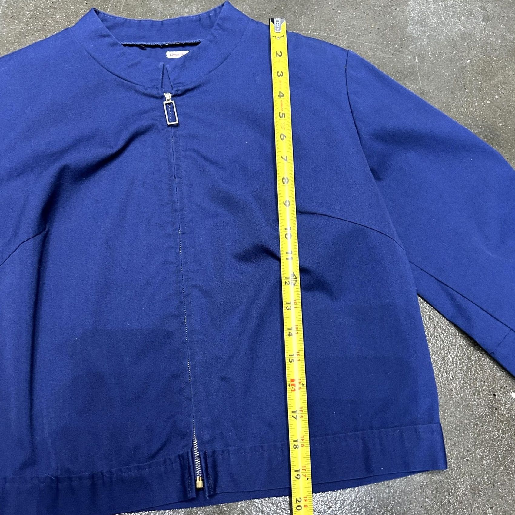 Vintage Litwinowicz Jacket Womens Medium Blue Cotton Twill Full Zip Collared Short Basic Jacket Womens M Blue Twill Zip Casual 90s? Size 32" / US 10 / IT 46 - 4 Thumbnail