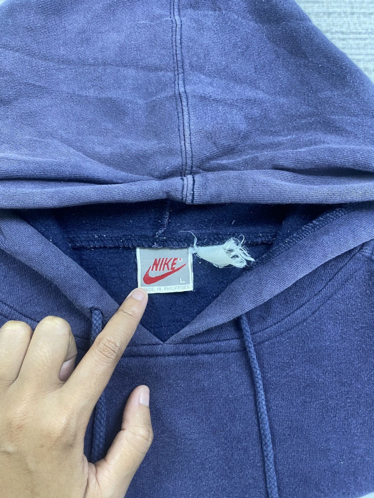 Nike × Vintage Vintage Nike 90's Big Swoosh Faded Hoodie Size US L / EU 52-54 / 3 - 5 Thumbnail