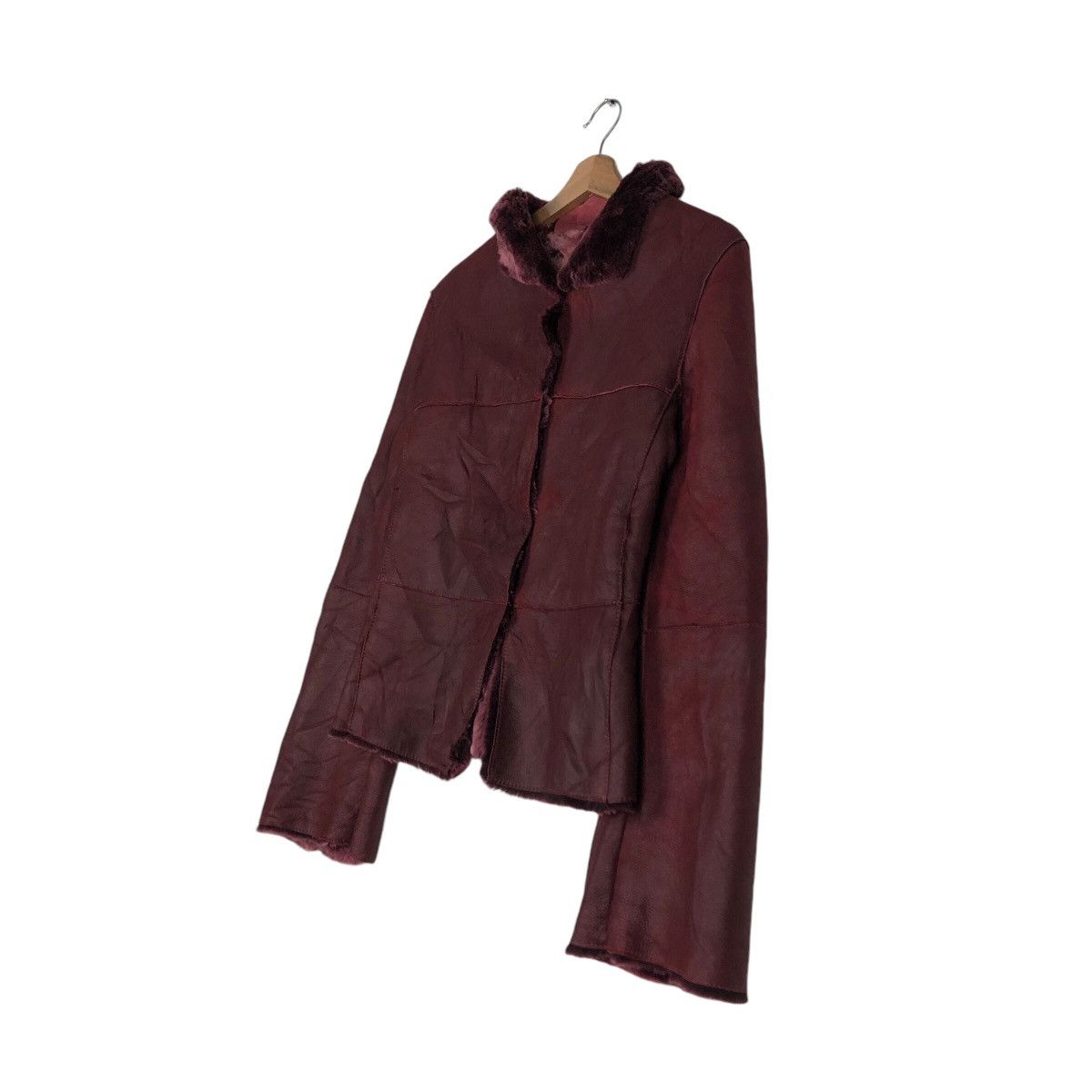Vintage ITC Made in Italy Cropped Leather Jacket Mink Fur Shearling Size US M / EU 48-50 / 2 - 3 Thumbnail