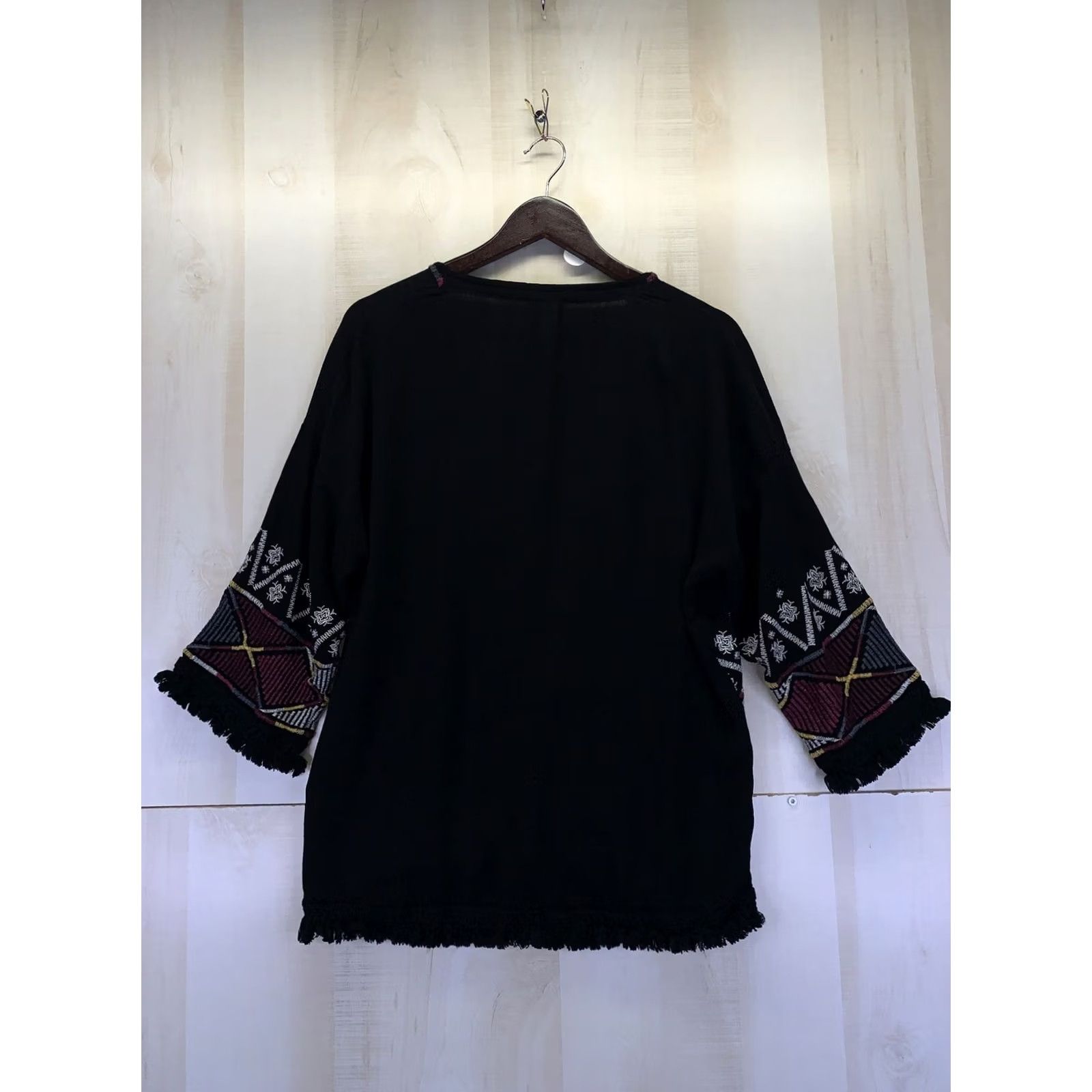 Vintage Knox Rose XS Embroidered Fringe Trim Open Front Oversized Cardigan Womens Size XS / US 0-2 / IT 36-38 - 8 Thumbnail