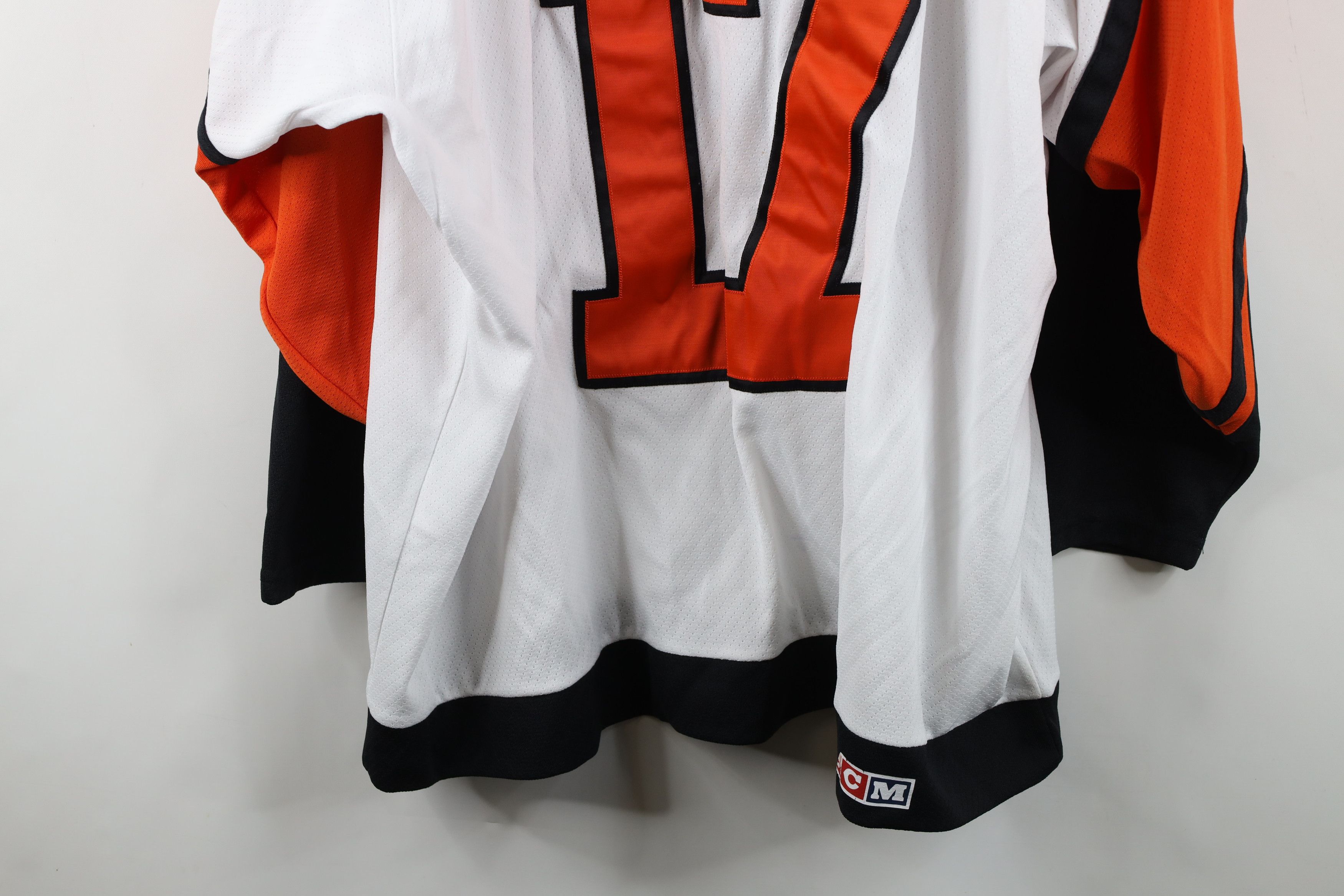 Ccm Vintage 90s CCM Mesh Hockey Jersey Orange White Polyester Size US XL / EU 56 / 4 - 13 Thumbnail