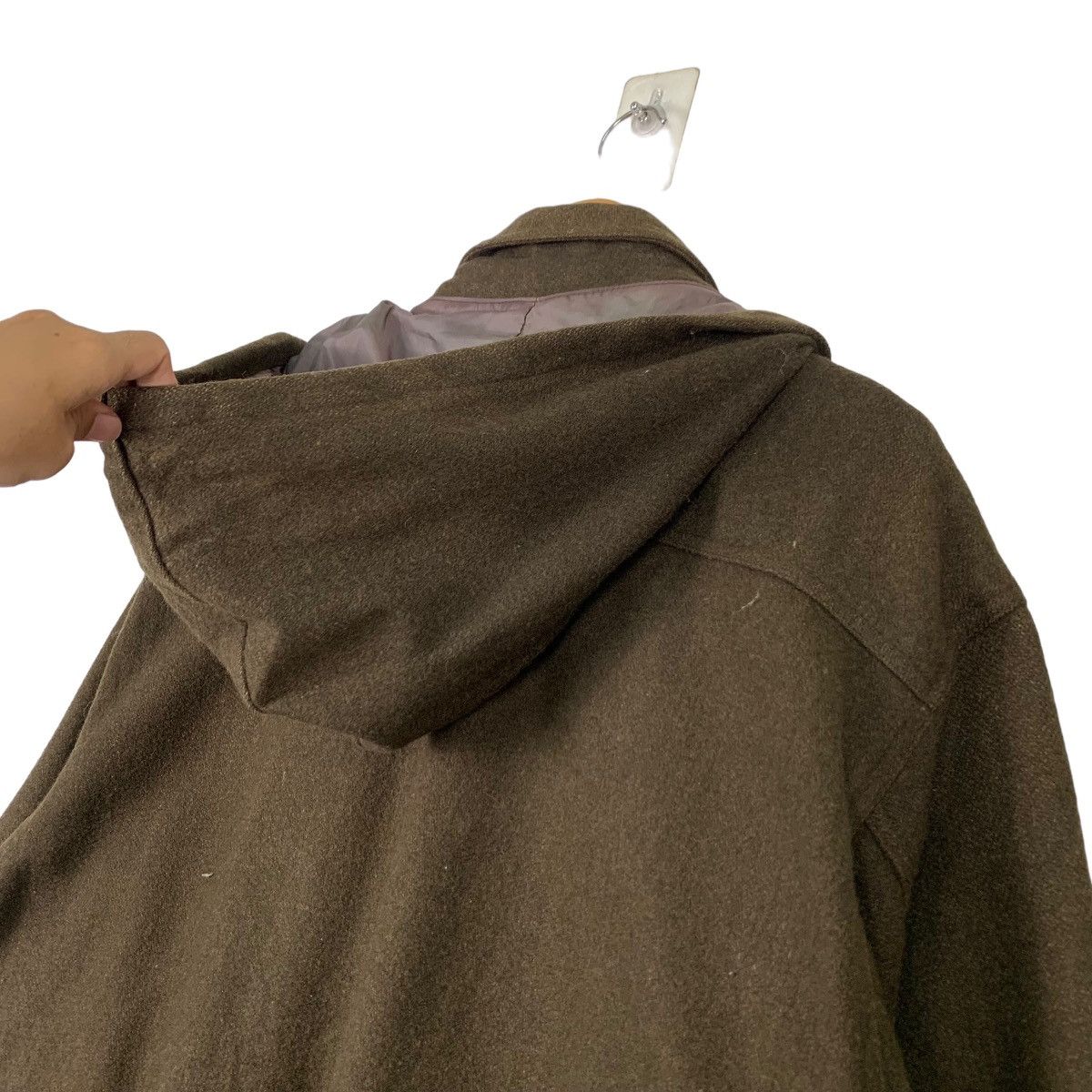 Japanese Brand LEONTE Olive Hooded Wool Bomber Jacket #1103-C50 Size US M / EU 48-50 / 2 - 8 Thumbnail
