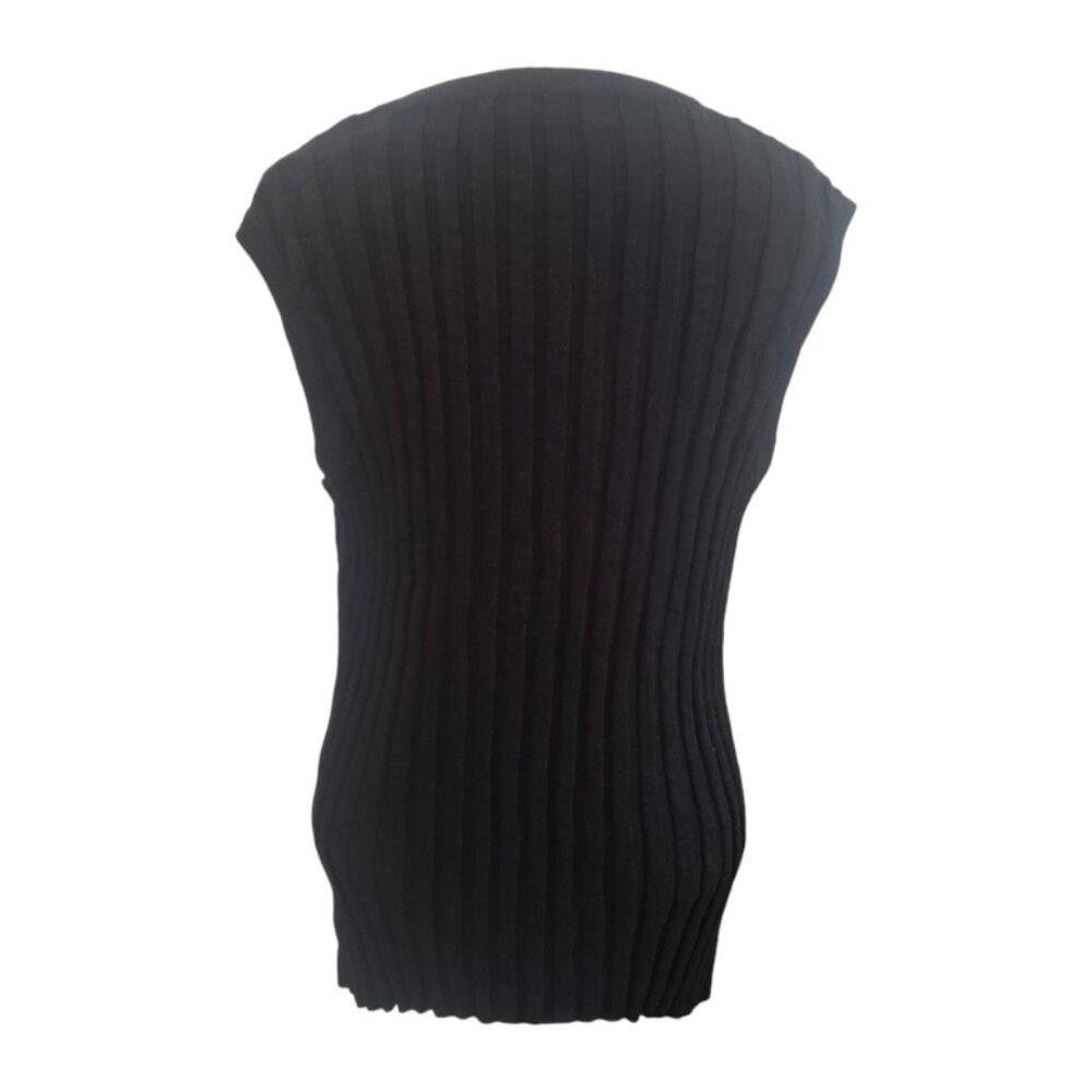 Designer CT1983 FP Beach Black Ribbed V-neck Sleeveless Sweater S/P Size S / US 4 / IT 40 - 4 Thumbnail