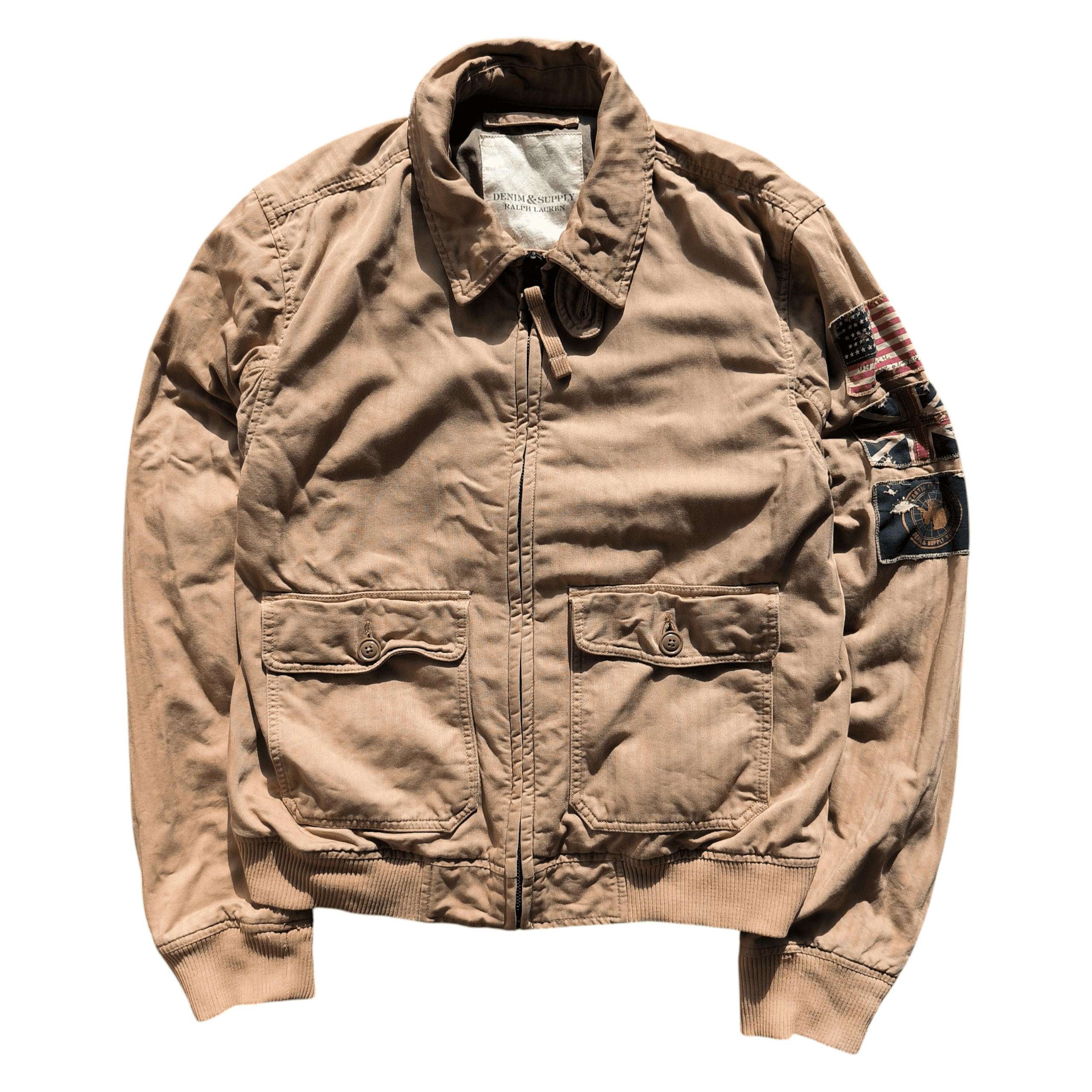 Denim & Supply Ralph Lauren Polo Ralph Lauren Bomber Jacket Flight Aviator Flag Tan Size US M / EU 48-50 / 2 - 1 Thumbnail