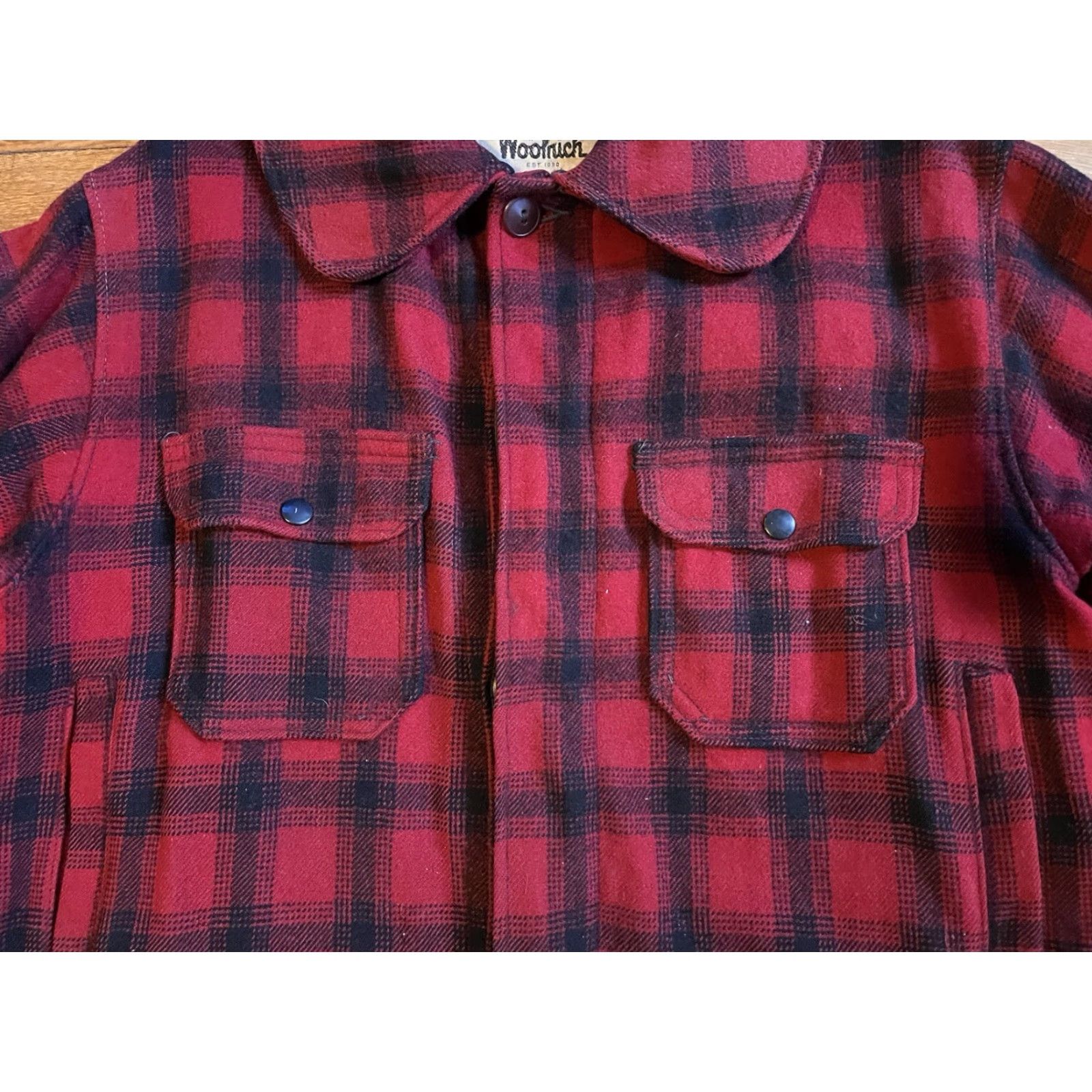 Vintage VINTAGE Woolrich Jacket Overcoat Plaid Wool Buffalo Red Black Mens 40 Woolrich Woolen Mills Retro Hunting Casual Workwear Size US XXS / EU 40 - 5 Thumbnail