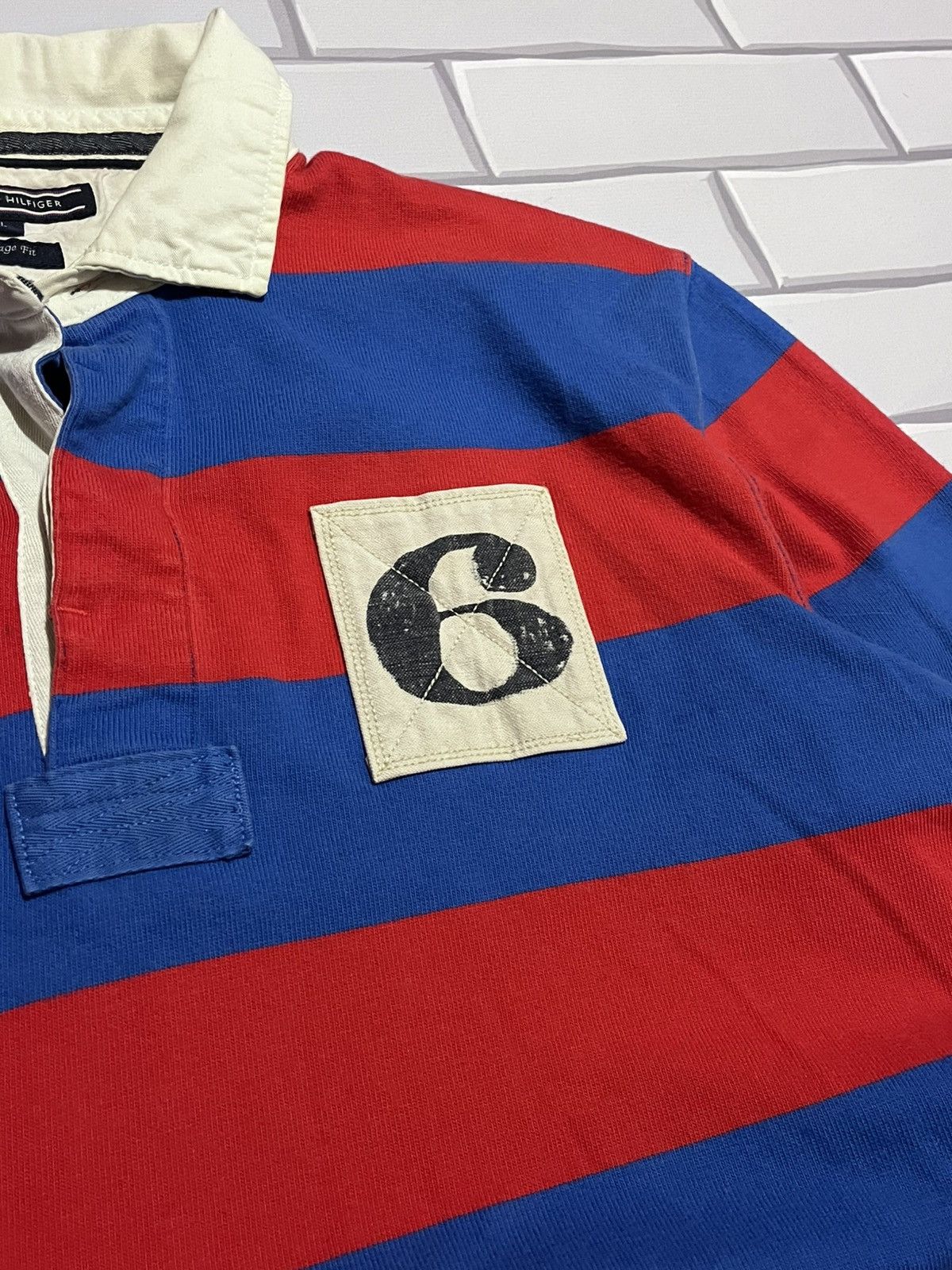 Tommy Hilfiger Tommy Hilfiger Vintage Rugby Polo Red Blue L Size US L / EU 52-54 / 3 - 3 Thumbnail