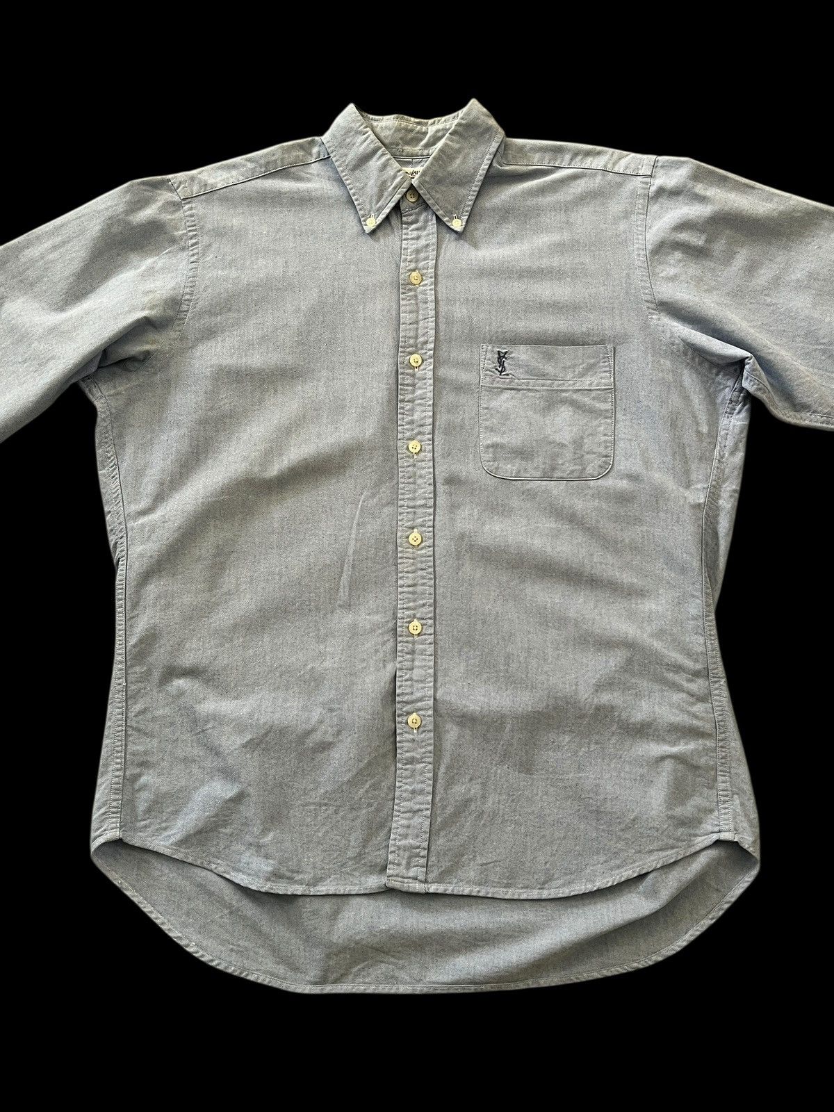 Yves Saint Laurent 1990s YSL Pour Homme Chambray Button Down Shirt Size US L / EU 52-54 / 3 - 5 Thumbnail