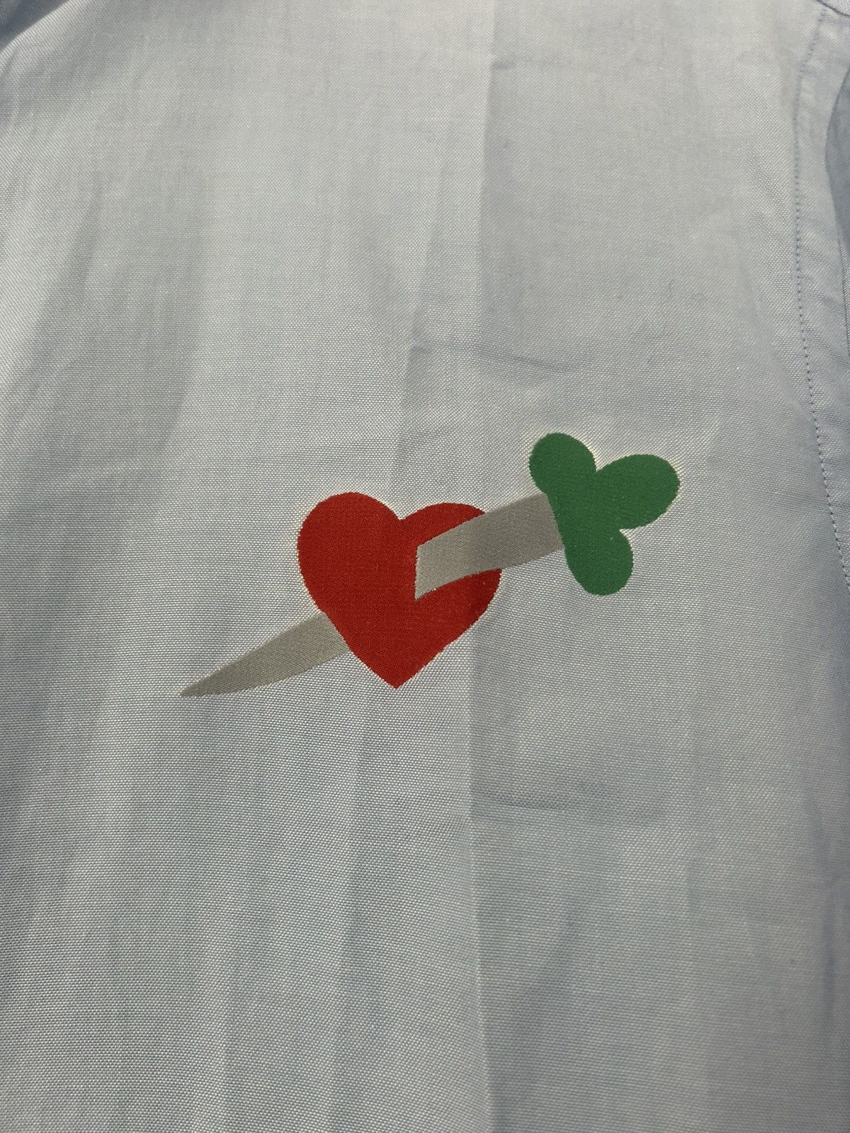Gucci Blue Shirt with White Collar and Pierced Heart Embroidery Size US M / EU 48-50 / 2 - 4 Thumbnail