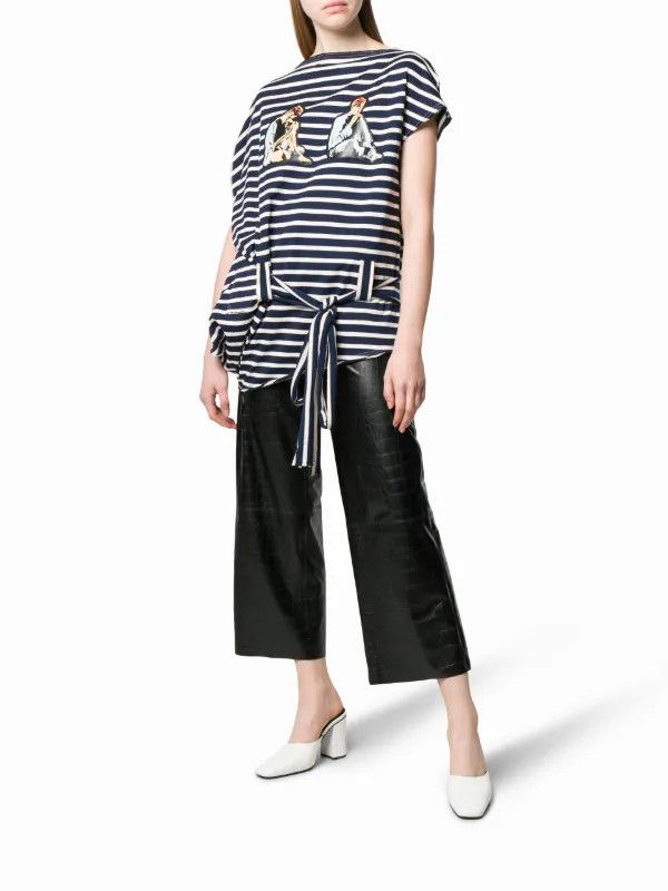 George × JW Anderson o1mle0325 Print Stripe Drapetop in Navy & White Size S / US 4 / IT 40 - 3 Thumbnail