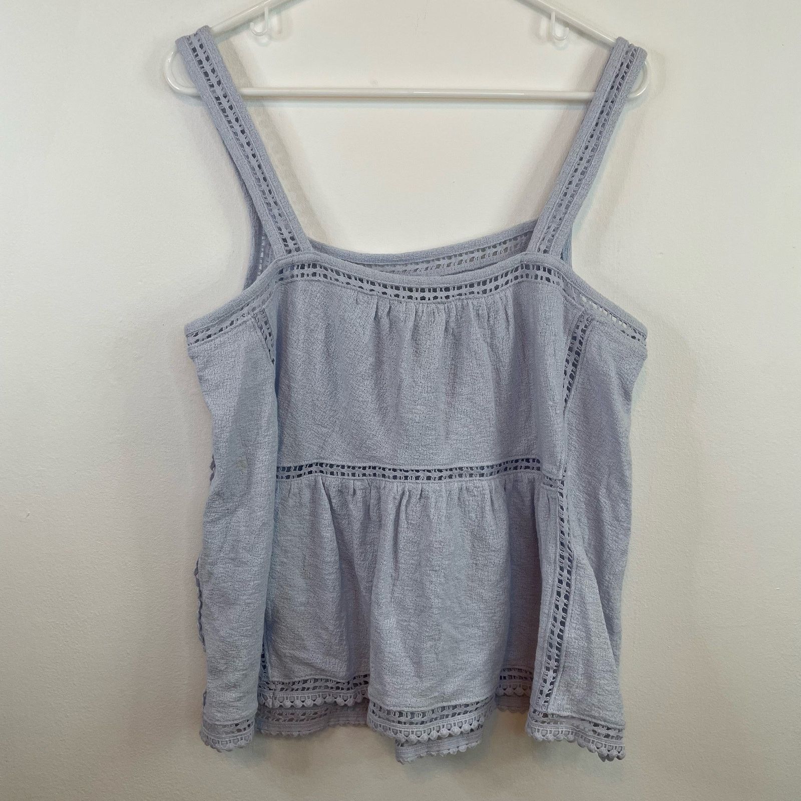 J.Crew Point Sur Blue Grey Tank M Womens Eyelet Gauzy Sleeveless Size M / US 6-8 / IT 42-44 - 3 Thumbnail