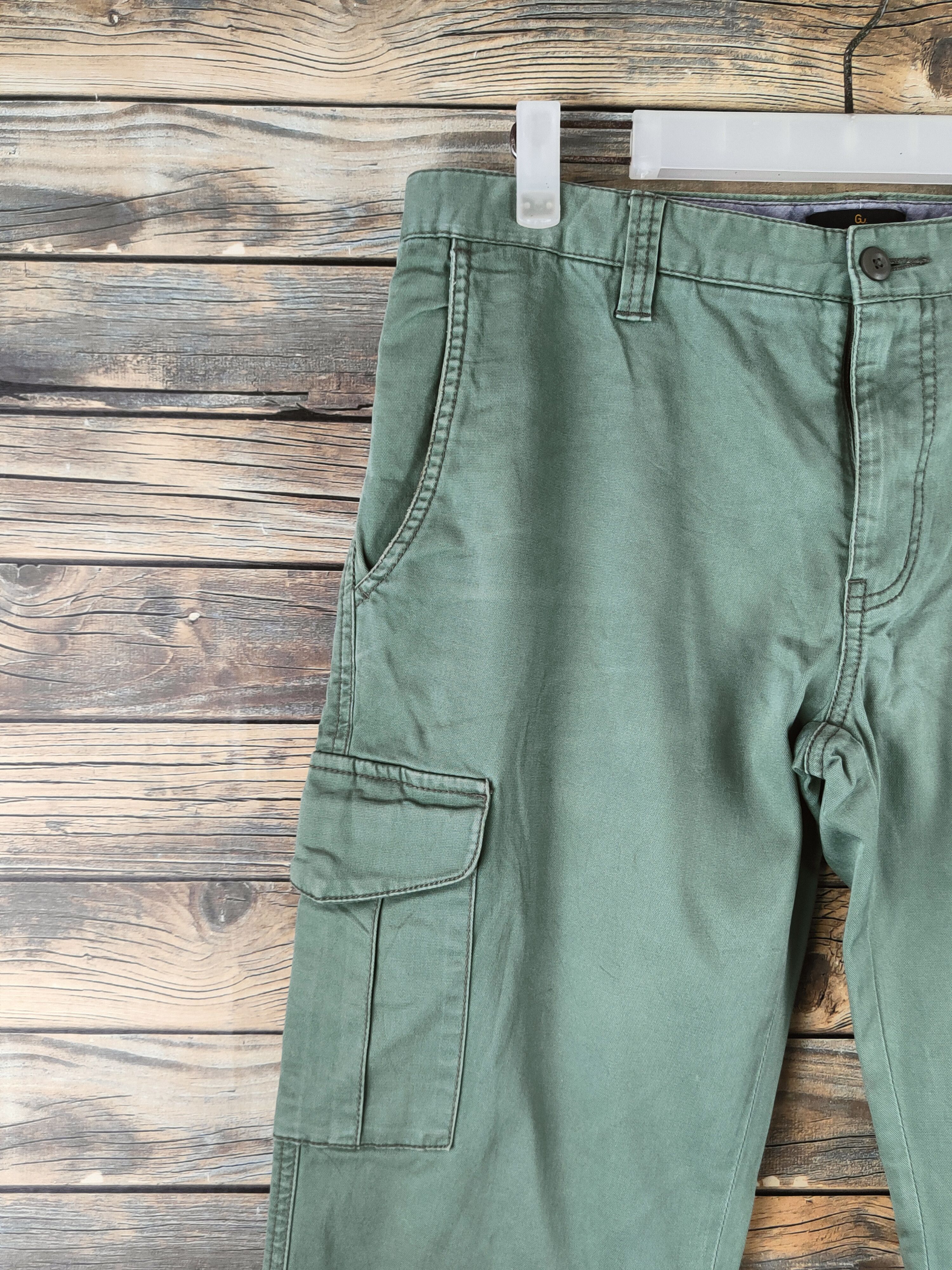 Global Work DL Global Work Green Multipocket Cargo Pants #46-297 Size US 32 / EU 48 - 3 Thumbnail