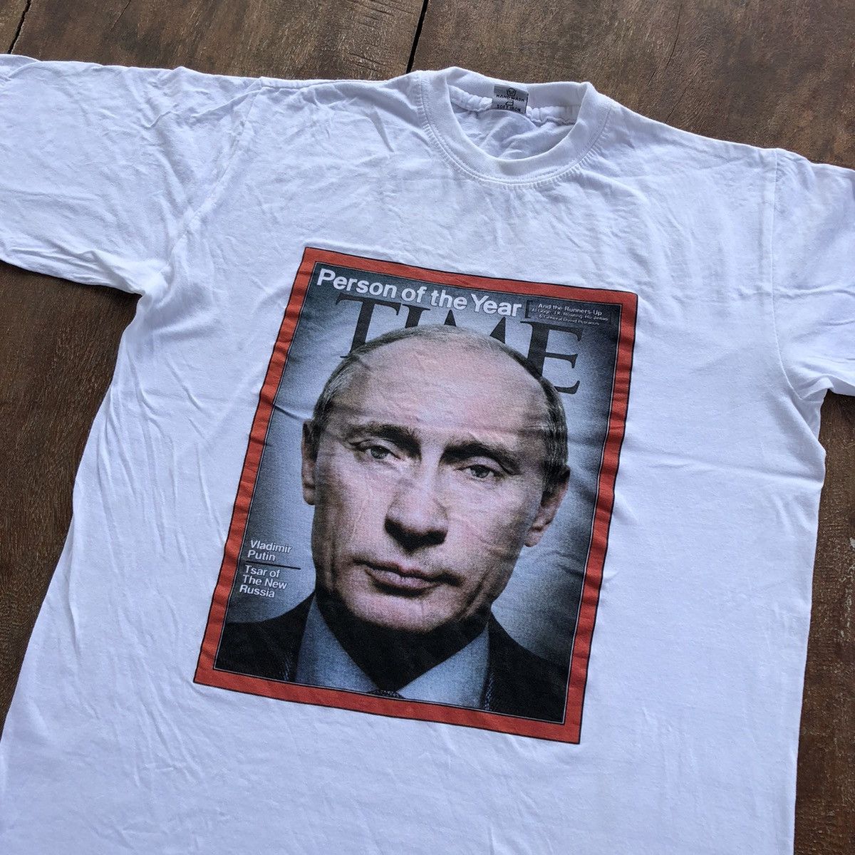 image of Vintage Vladimir Putin T Shirt in White, Men's (Size Small)