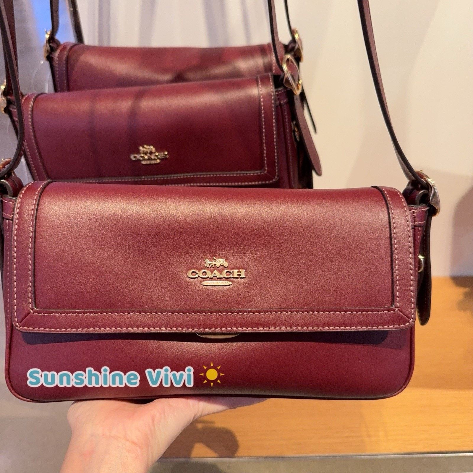 Coach NWT Coach Etta Small Flap Shoulder Bag CCV63 leather Maroon Size ONE SIZE - 4 Thumbnail