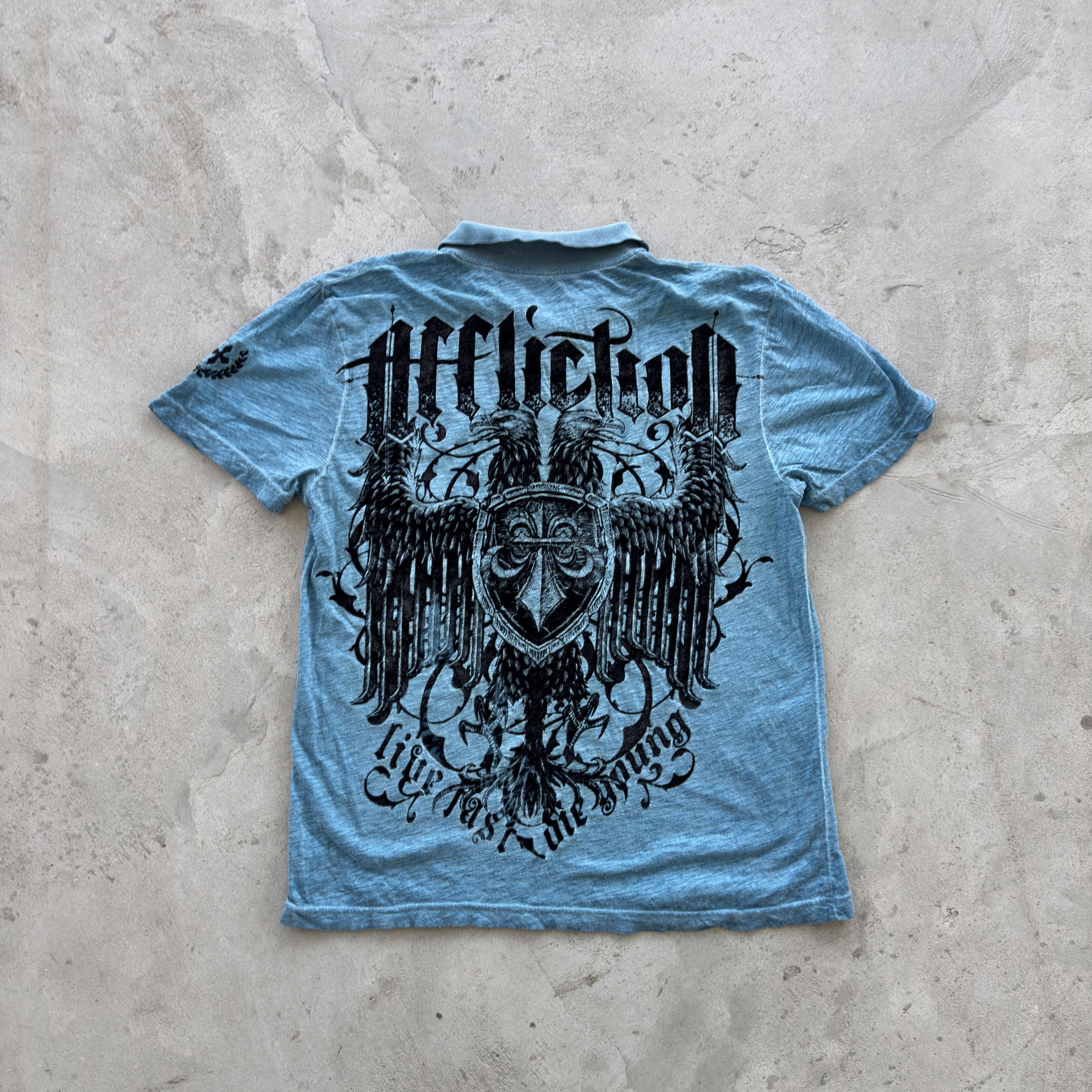 Affliction Affliction Live Fast Blue Polo Shirt Graphic Eagle Crest S Size US S / EU 44-46 / 1 - 2 Thumbnail