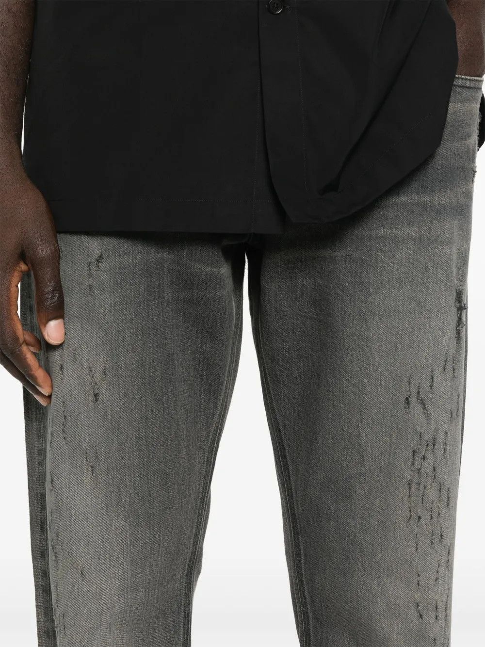 Givenchy o1n1vont0326 Logo-Plaque Distressed Straight Jeans in Black Size US 28 / EU 44 - 4 Thumbnail