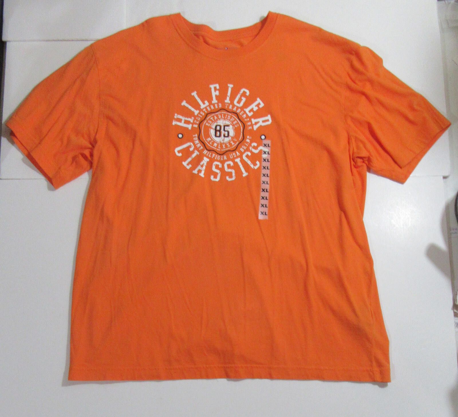 Tommy Hilfiger Tommy Hilfiger Mens Flag Logo Y2K T-Shirt Orange XL NWT Size US XL / EU 56 / 4 - 1 Thumbnail