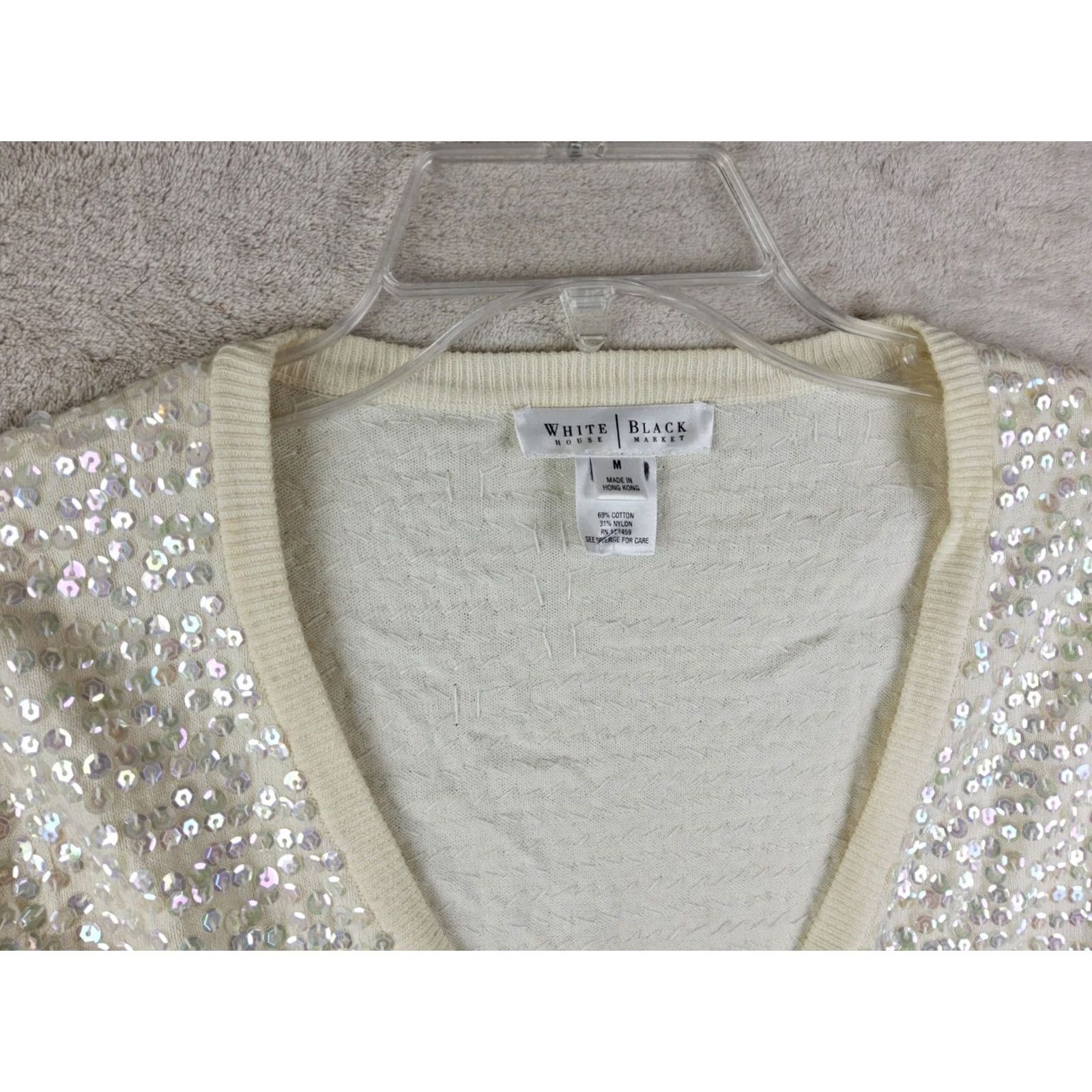 White House Black Market White House Black Market Womens Sequins Cropped Open Front Cardigan Top M Size M / US 6-8 / IT 42-44 - 2 Thumbnail