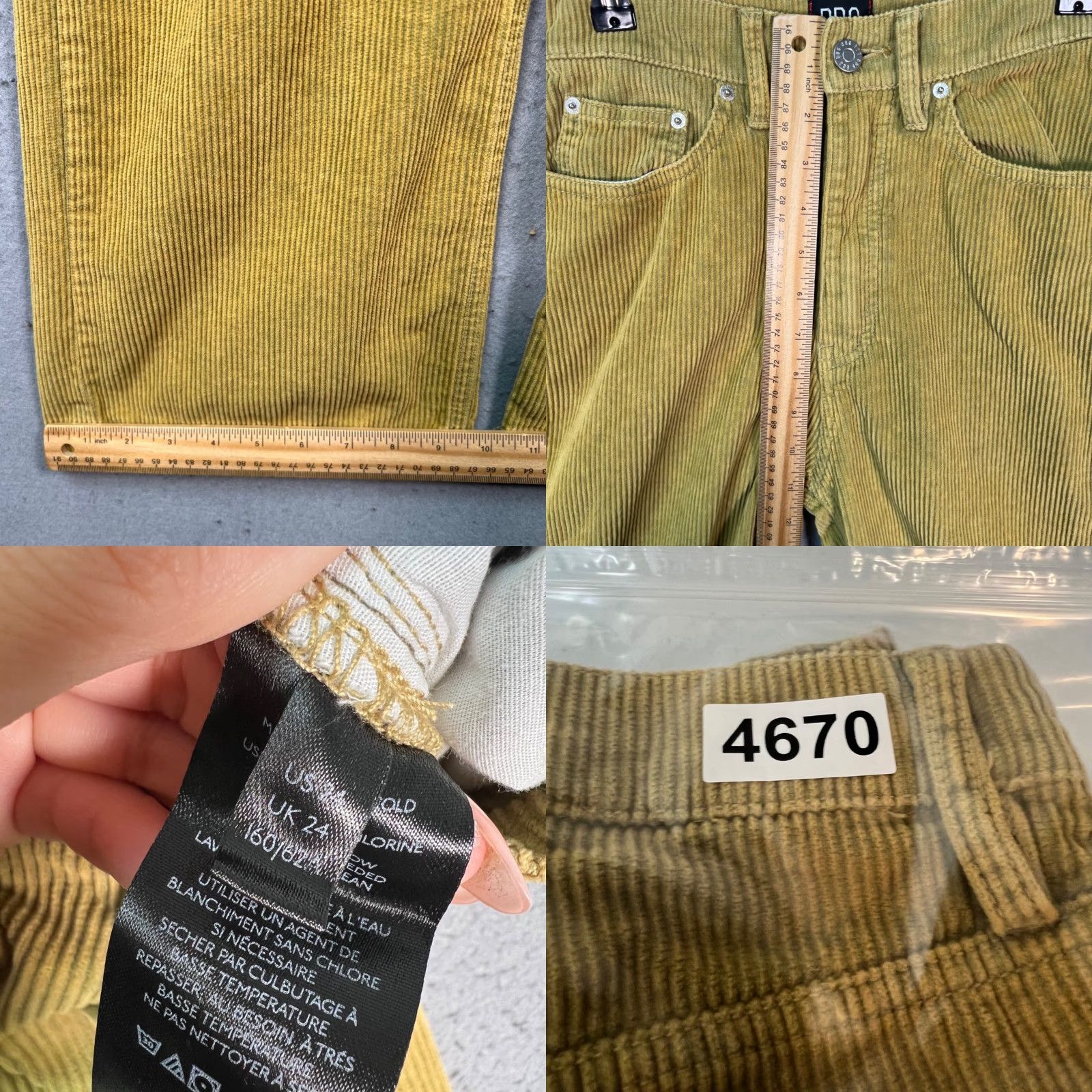 Urban Outfitters BDG Urban Outfitters Womens Pants 24 High-Wide High-Rise Corduroy Yellow Cotton Wide-Leg Pockets Womens Size 42" / US 20 - 8 Thumbnail
