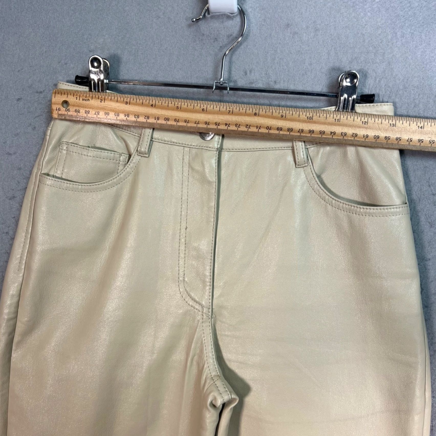 Vintage Wilfred Womens Pants 2 High-Rise Beige Faux Leather Straight Leg City Casual Pockets 27 In Inseam Womens Size 26" / US 2 / IT 38 - 5 Thumbnail