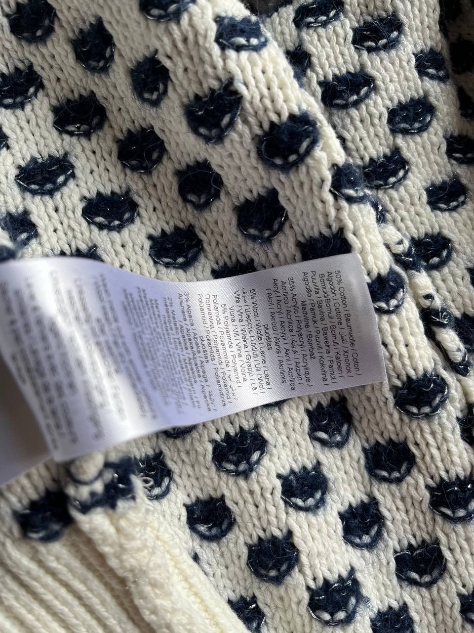Other × Vintage Karen by Simonsen blue-white knitted embroidered cardigan Size L / US 10 / IT 46 - 8 Thumbnail