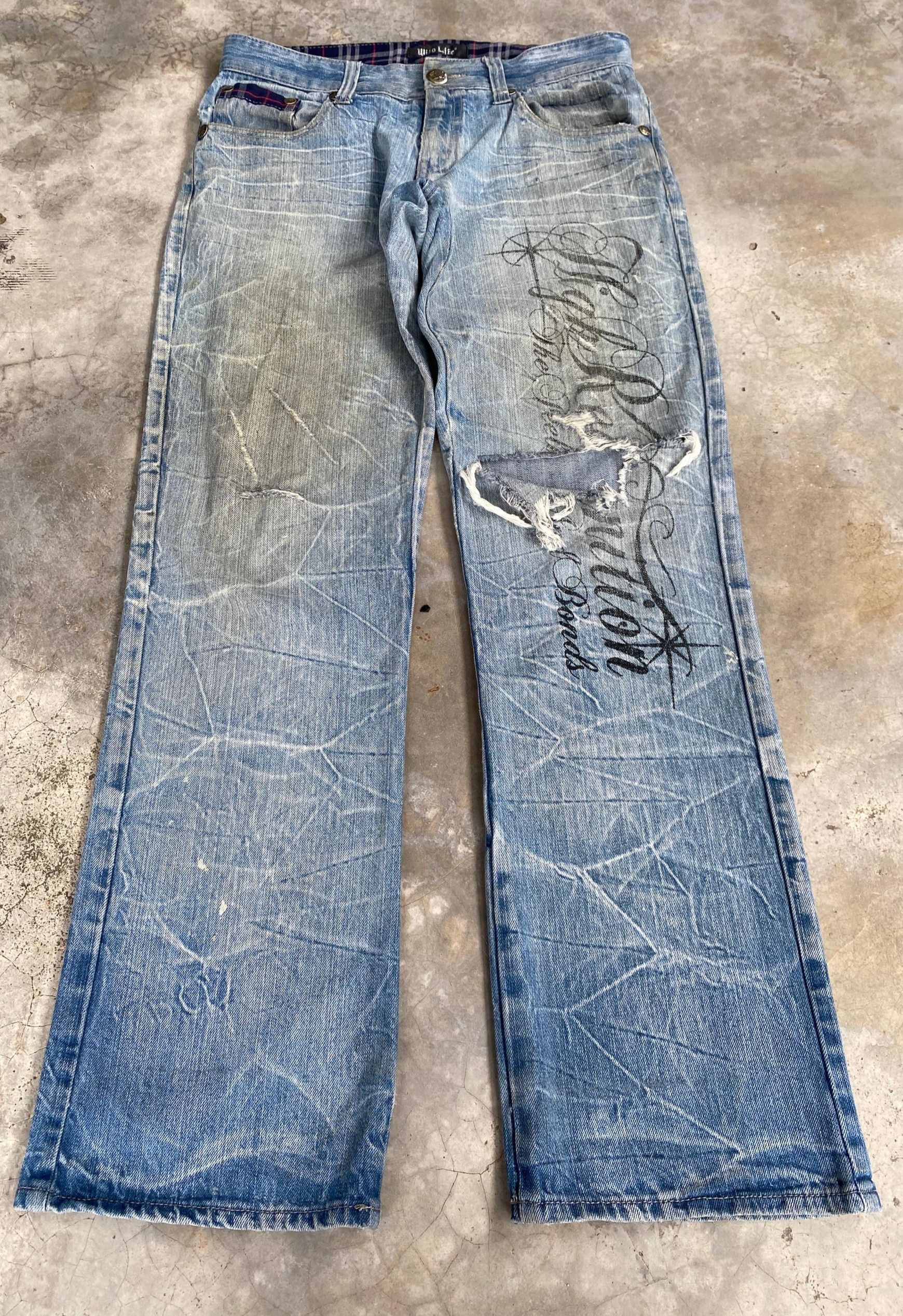 If Six Was Nine 💥BEST OFFER💥WILD LITE SKULL BONES DISTRESSED DENIM Size US 32 / EU 48 - 1 Thumbnail