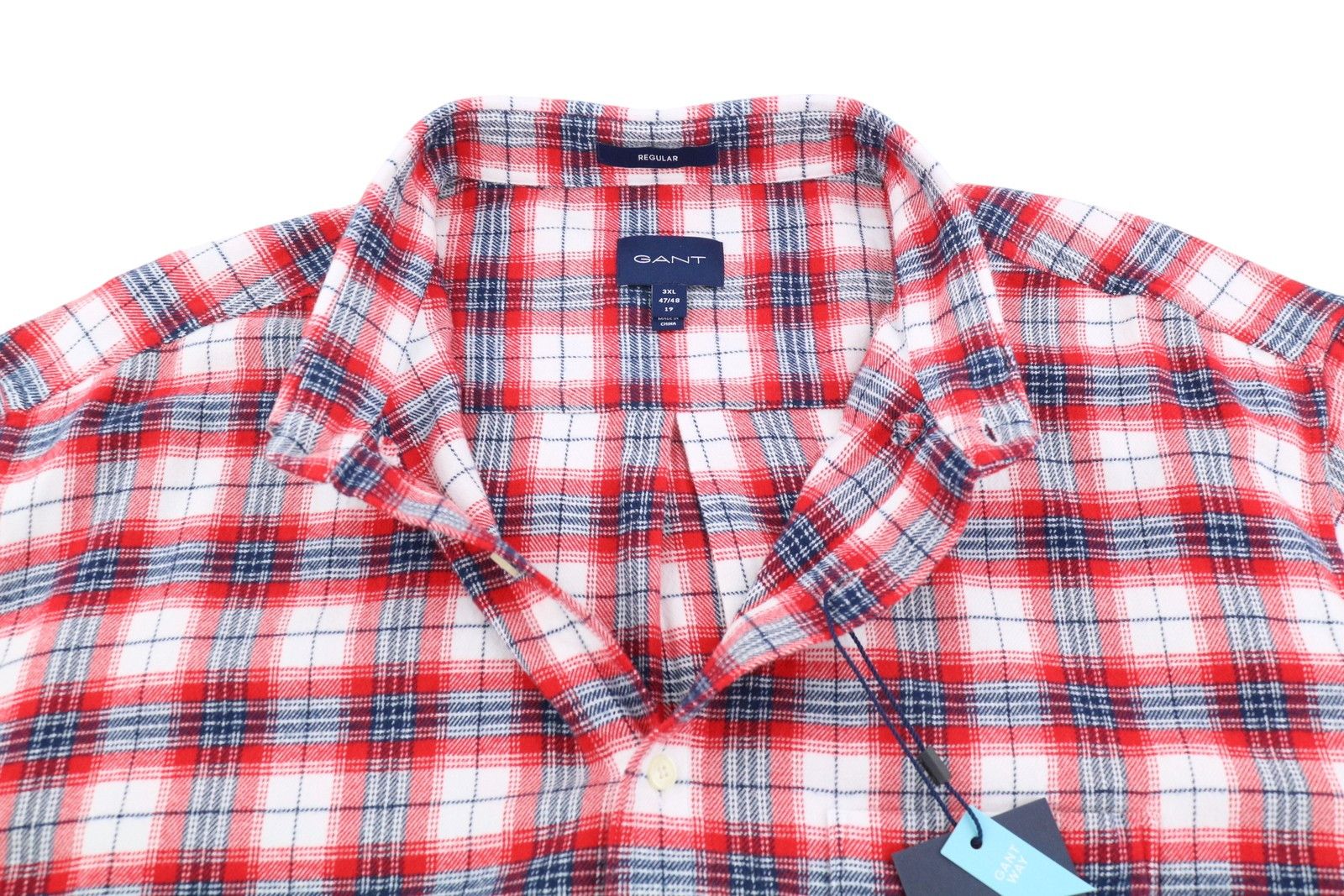Gant FLANNEL CHECK 3XL Bright Red Button-Down Patch 87509 Size US XXL / EU 58 / 5 - 4 Thumbnail