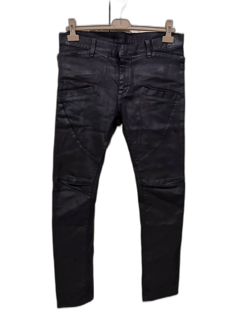 Balmain Balmain Waxed Coated Biker Moto Denim Jeans | Grailed