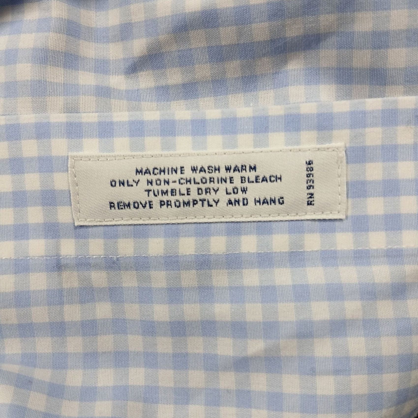Brooks Brothers Brooks Brothers Dress Shirt Gingham 17.5 35 Blue Non-Iron Supima Classic Fit Button-Down Collar EUC Mens Shirt Size 48R - 6 Thumbnail