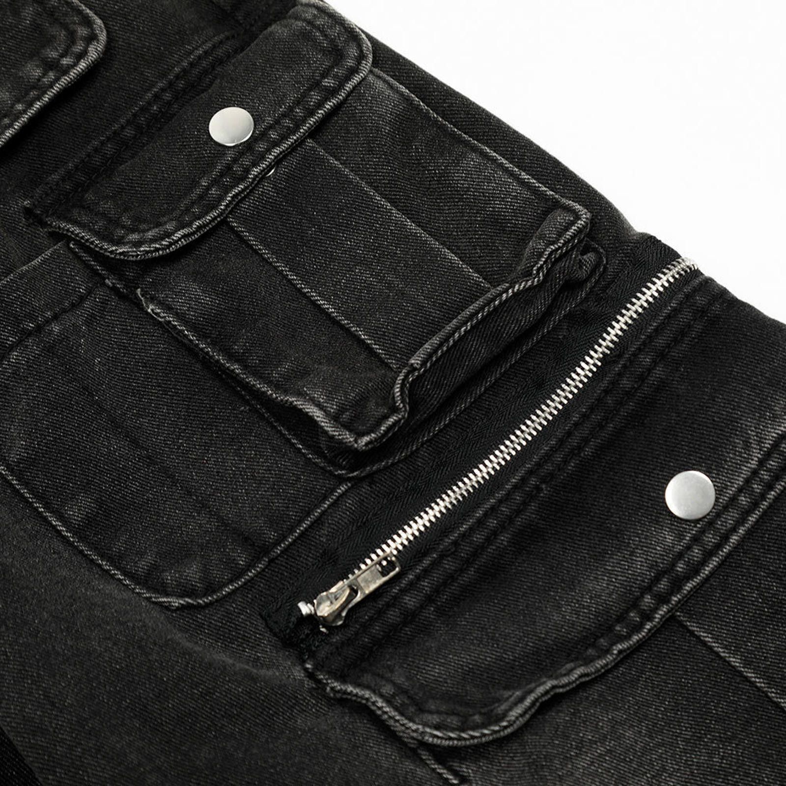Other Black Multi Pocket Wide Leg Cargo Jeans Size US 30 / EU 46 - 3 Thumbnail
