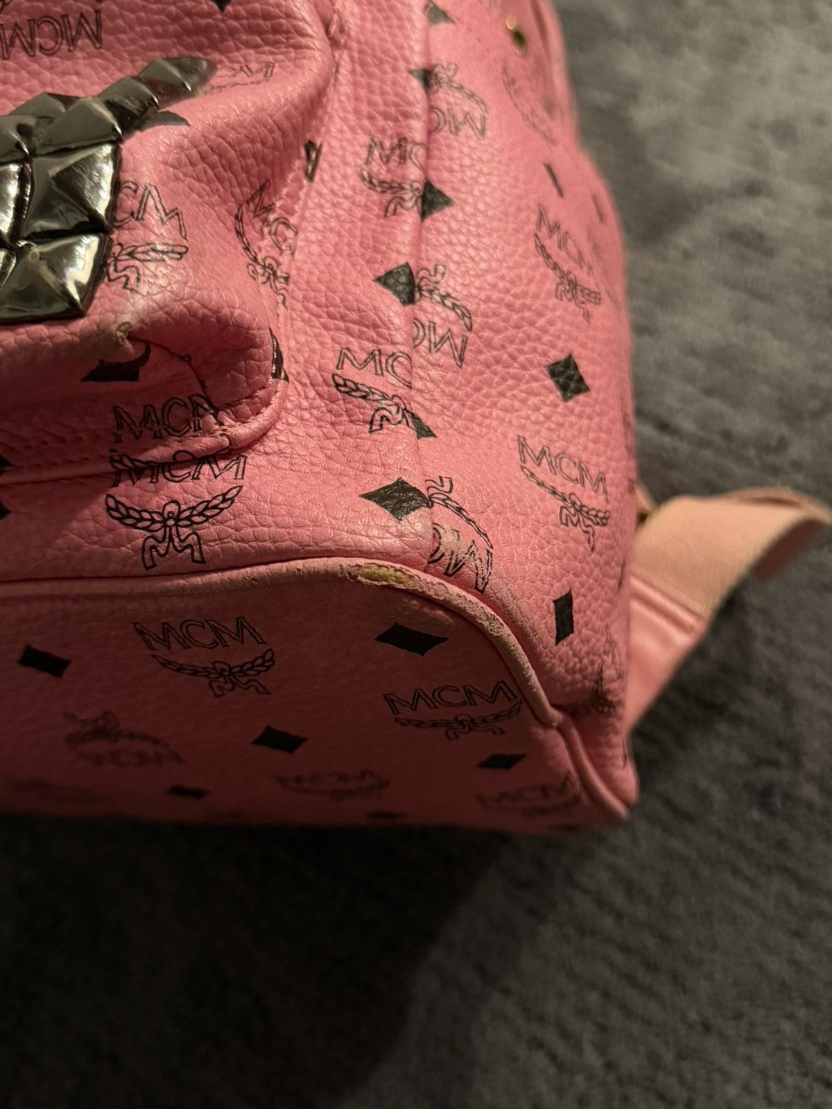 MCM 2010s MCM Pink Studded Visetos Backpack Size ONE SIZE - 7 Thumbnail