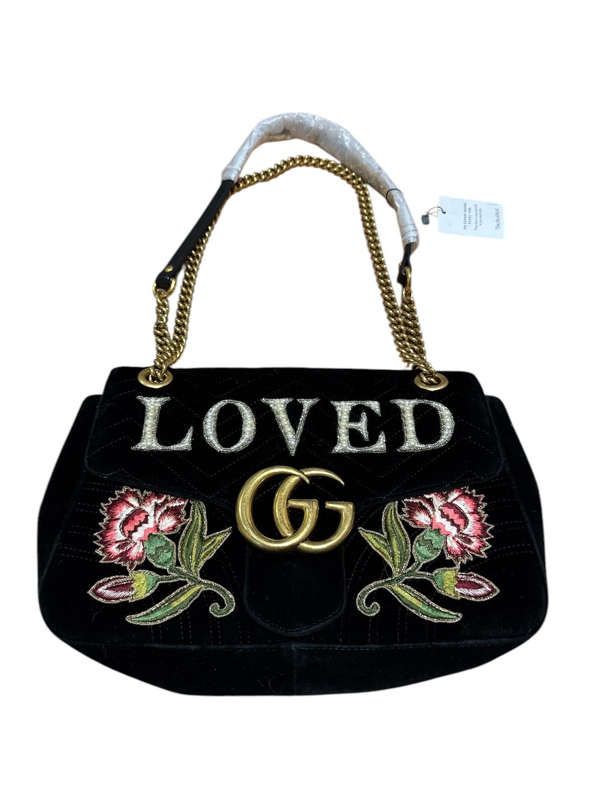 Gucci GUCCI Black Velvet Marmont 'Loved' Shoulder Bag Size ONE SIZE - 2 Thumbnail