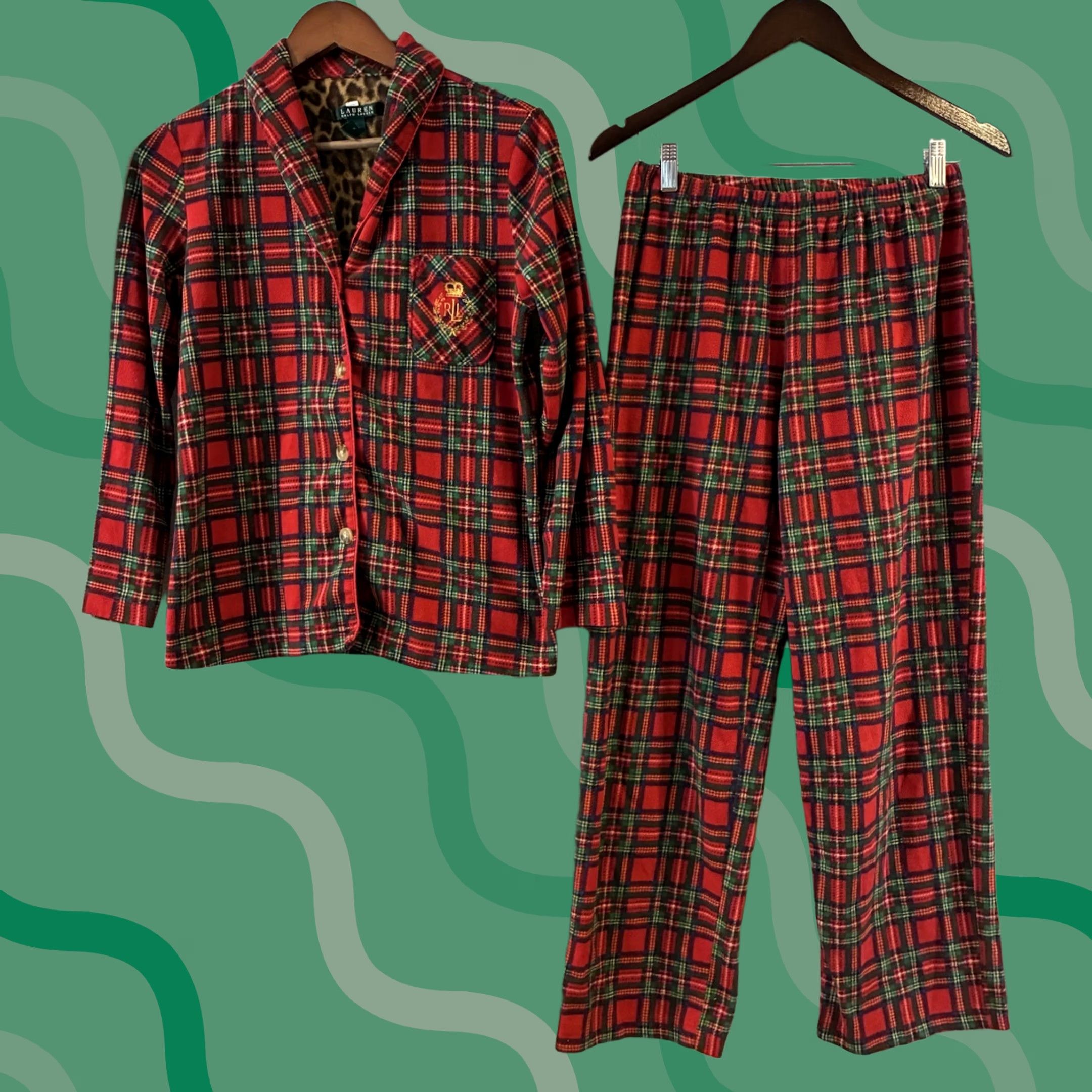 Ralph Lauren Lauren Ralph Lauren Pajama Set Womens Size S Red Tartan Plaid FLANNEL Pajama Top Pants Size ONE SIZE - 1 Thumbnail