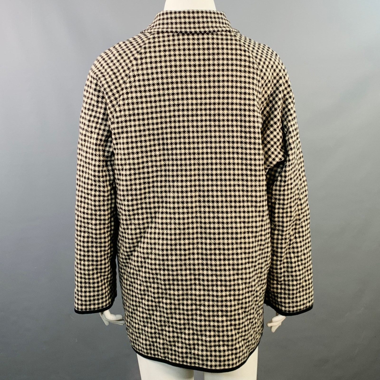 Aquascutum AQUASCUTUM Beige Wool Houndstooth Quilted Buttoned Jacket Size XL / US 12-14 / IT 48-50 - 4 Thumbnail