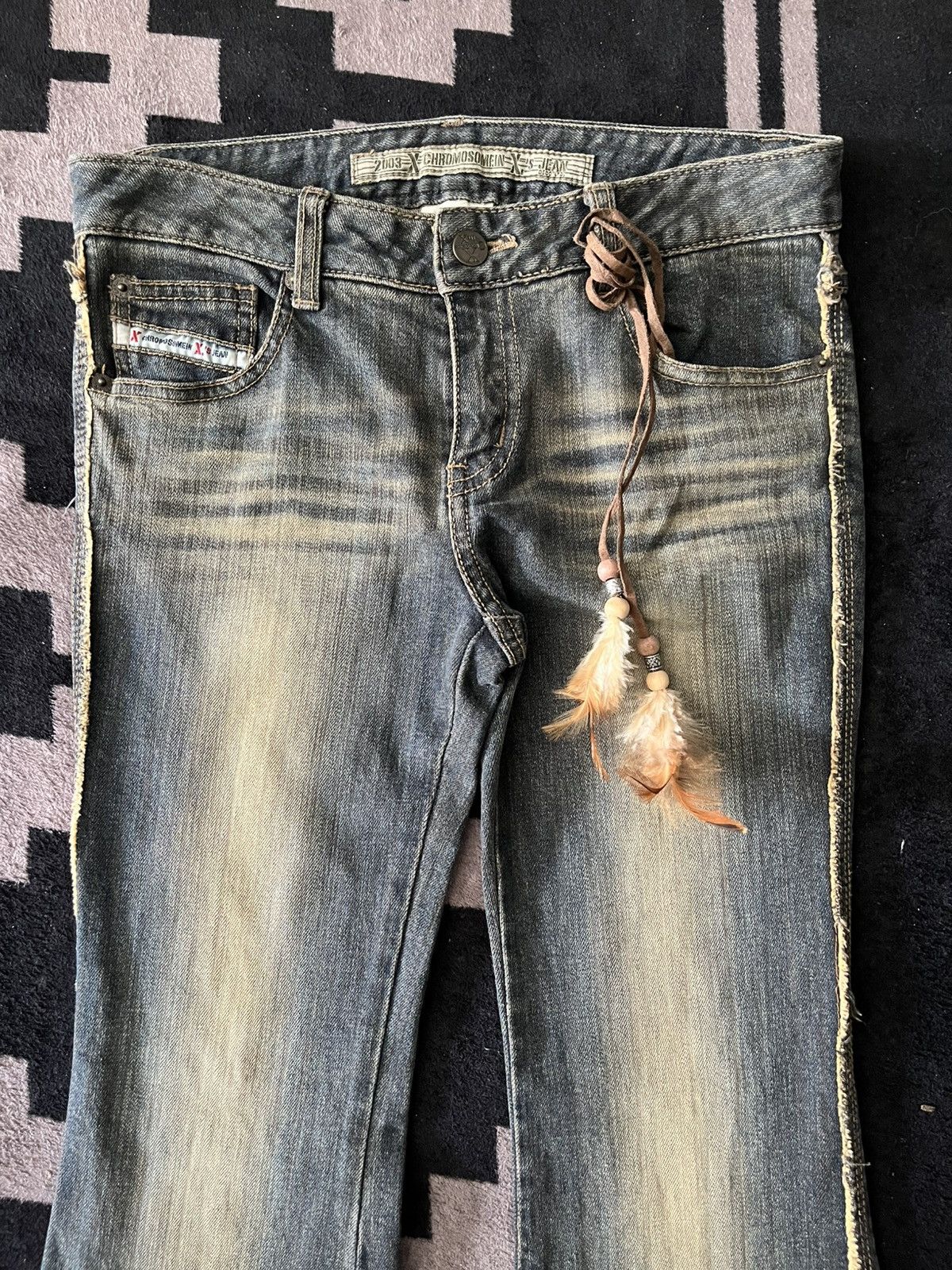 Le Grande Bleu (L.G.B.) 2003 X CHROMOSOMEIN X mud wash flare jeans Size US 28 / EU 44 - 3 Thumbnail