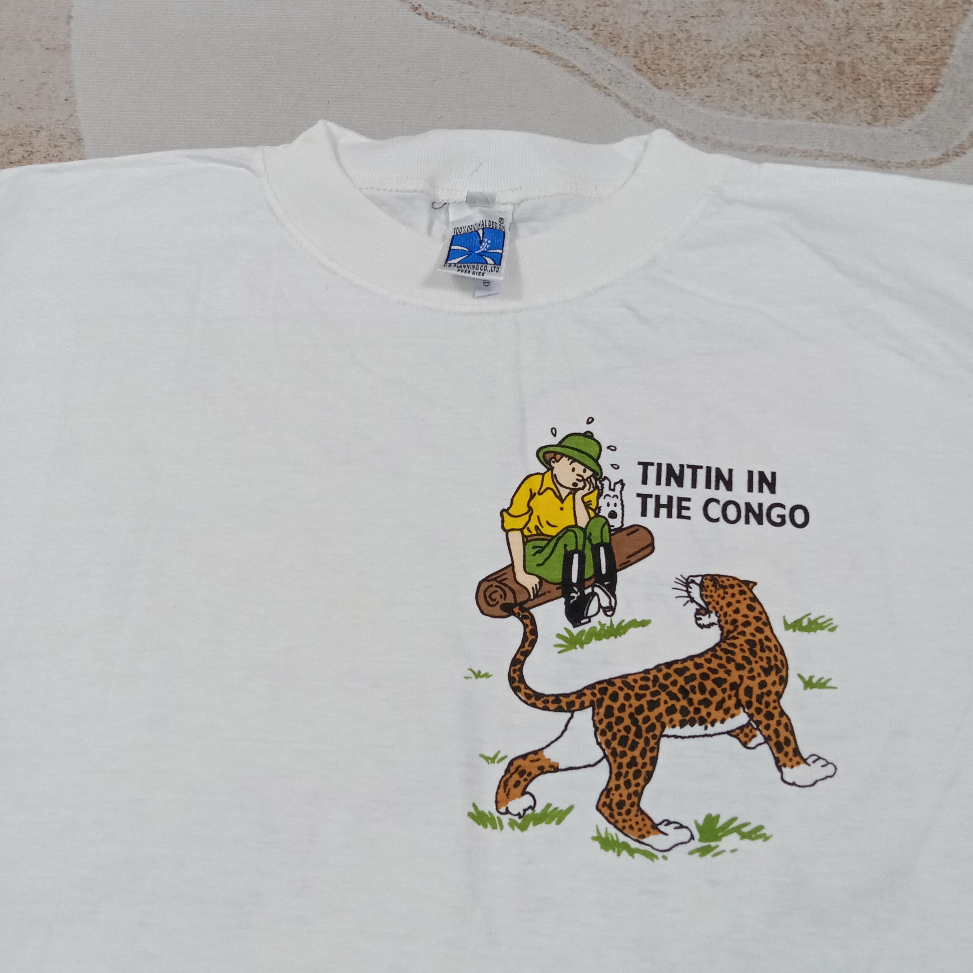 Vintage Tintin In The Congo Classic Cartoons Tshirt C276N3 Size US L / EU 52-54 / 3 - 4 Thumbnail