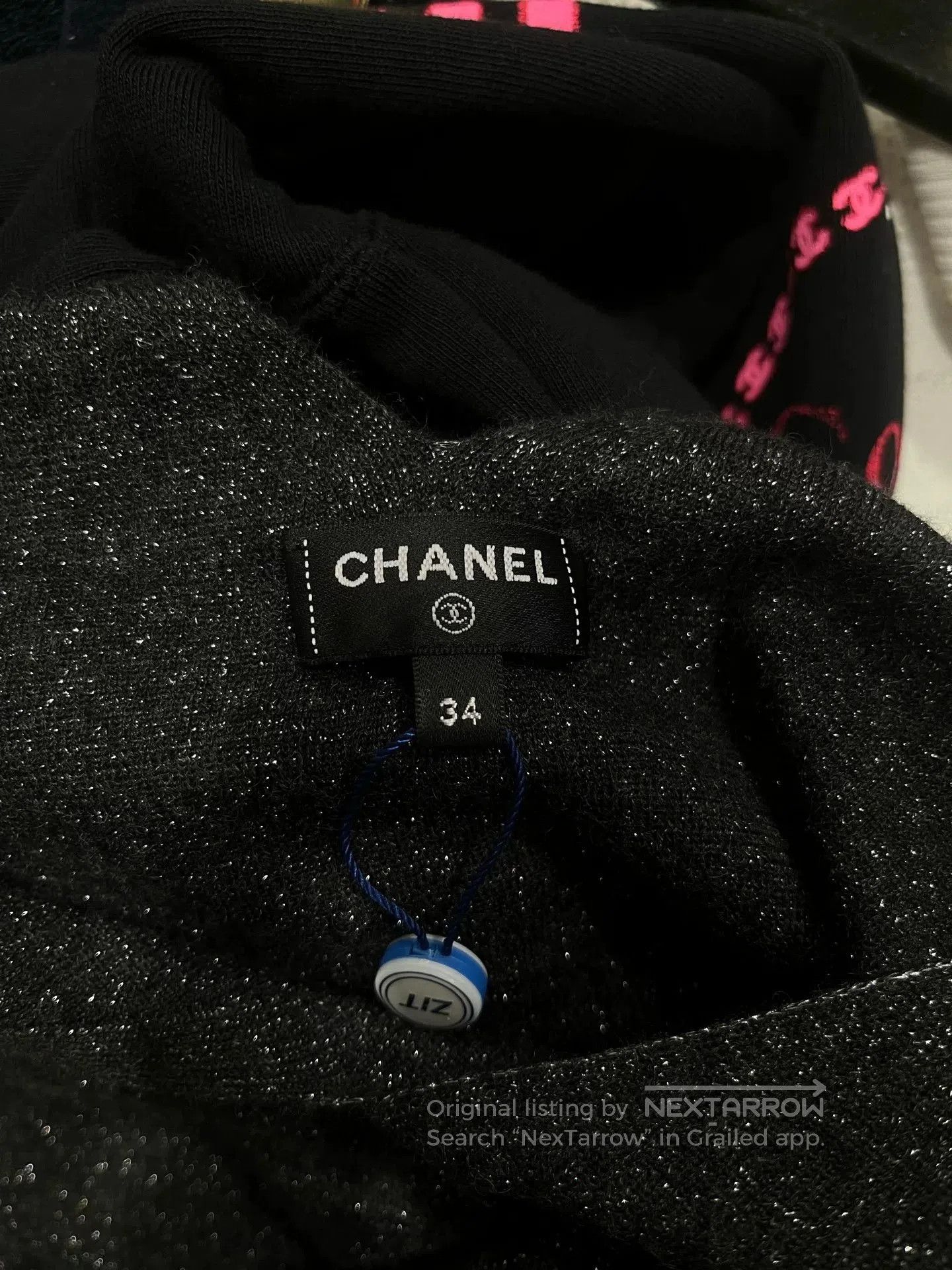 Chanel Chanel 23B Black Gray V-Neck Dress. Size US XS / EU 42 / 0 - 3 Thumbnail